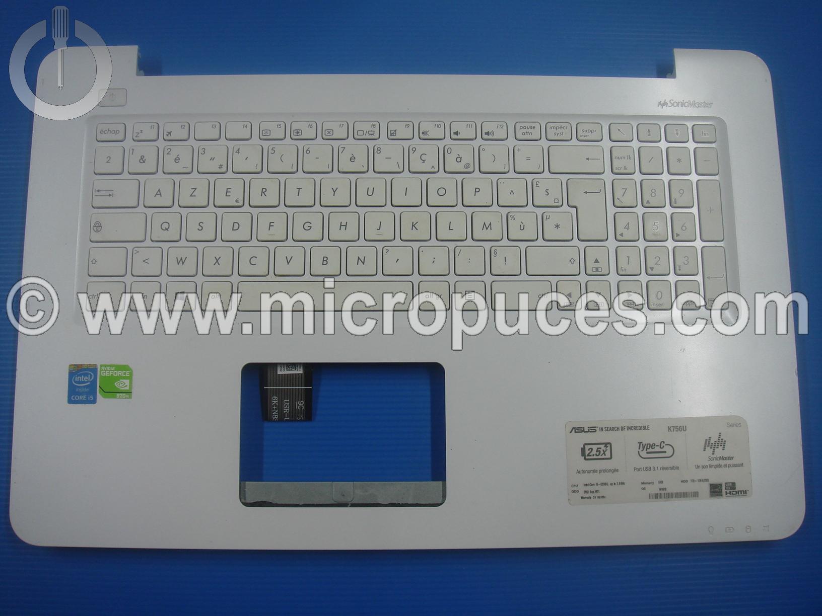 Clavier + plasturgie blanche pour ASUS K756 R753 X756