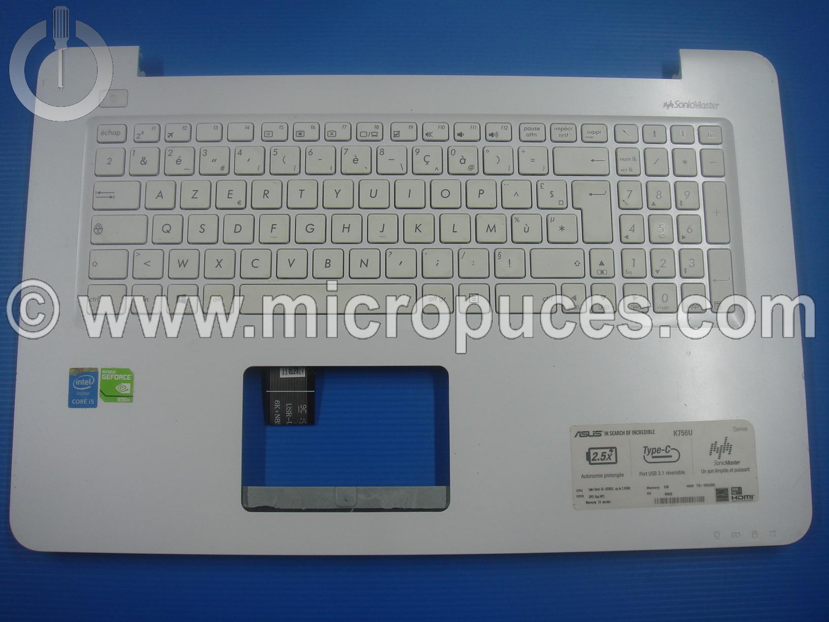 Clavier + top case blanche pour ASUS K756 R753 X756