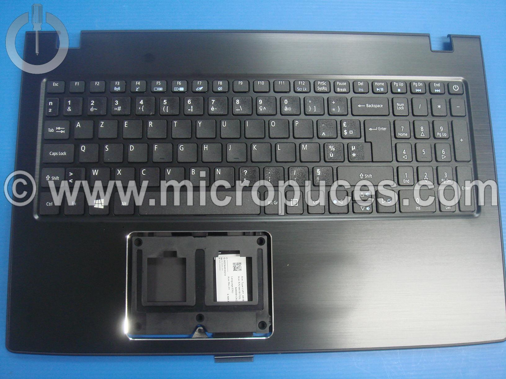 Clavier AZERTY + plasturgie pour ACER Aspire E5 et TMP259-M (vinyle)