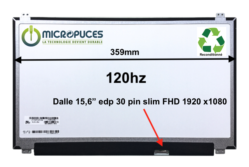 N156HHE-GA1 Ecran 15.6" 30 pin Slim FHD 1920 x 1080 - 359mm - 120Hz