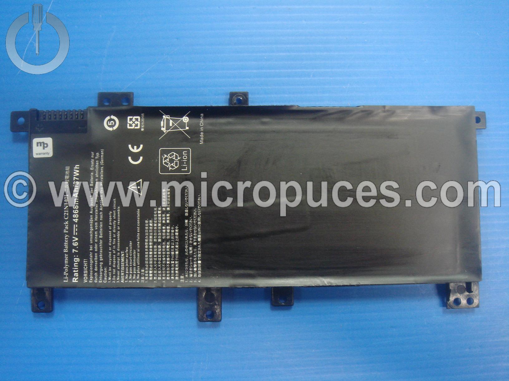 Batterie C21N1401 de remplacement pour ASUS R455L