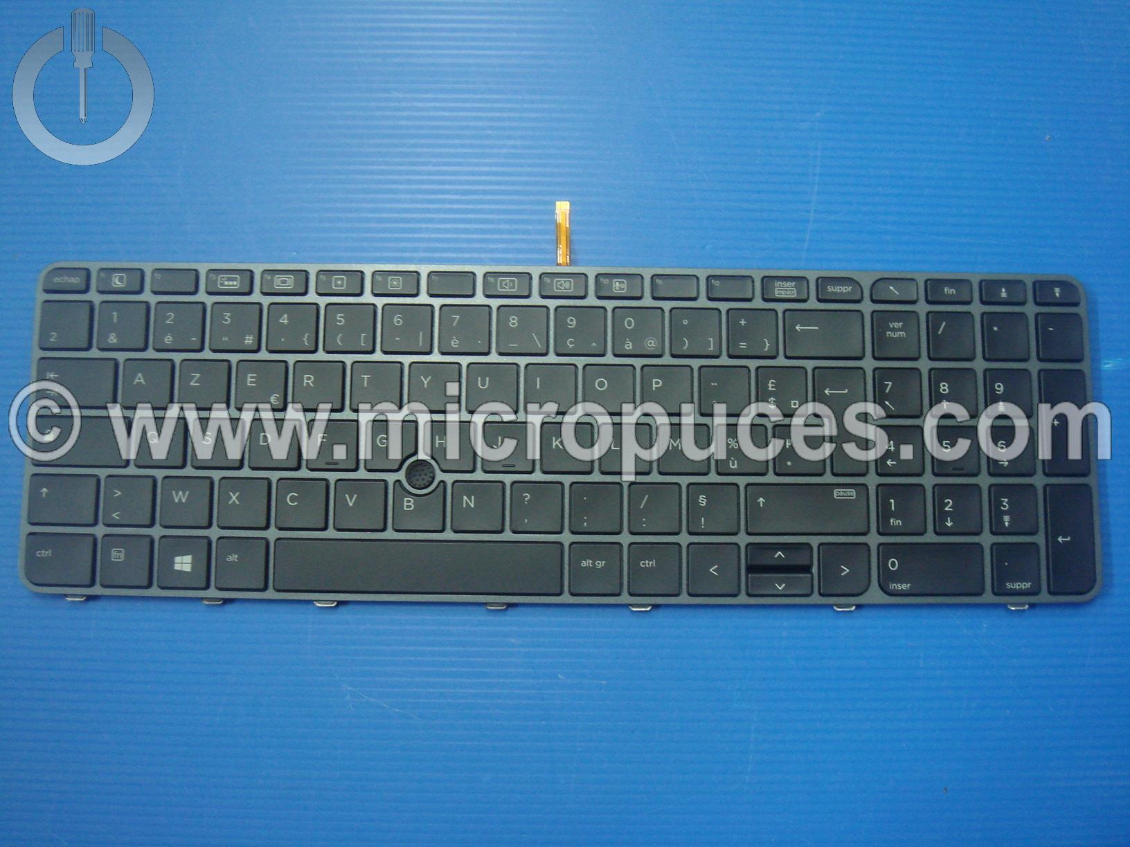 Clavier Azerty NEUF pour HP Elitebook 850 G3 G4 rtro clair noir