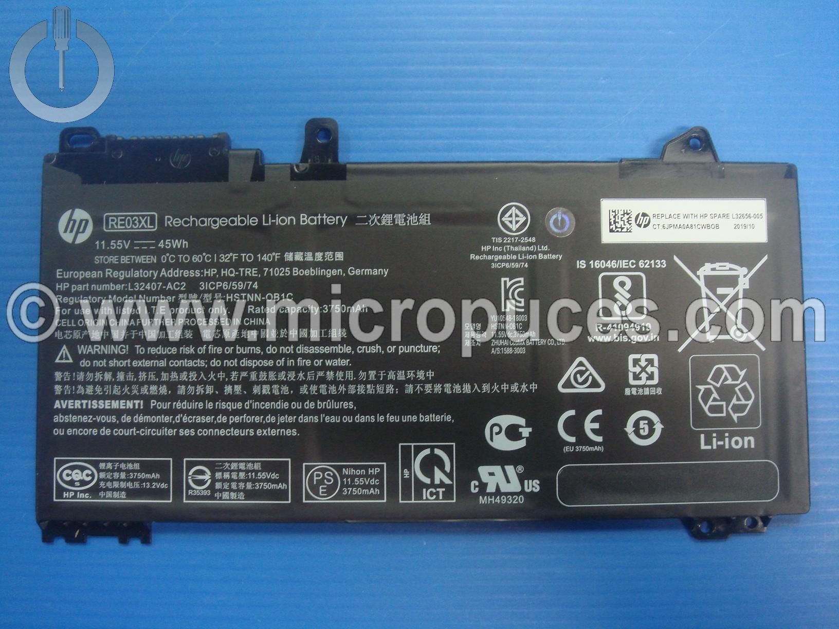 Batterie d'origine HP RE03XL