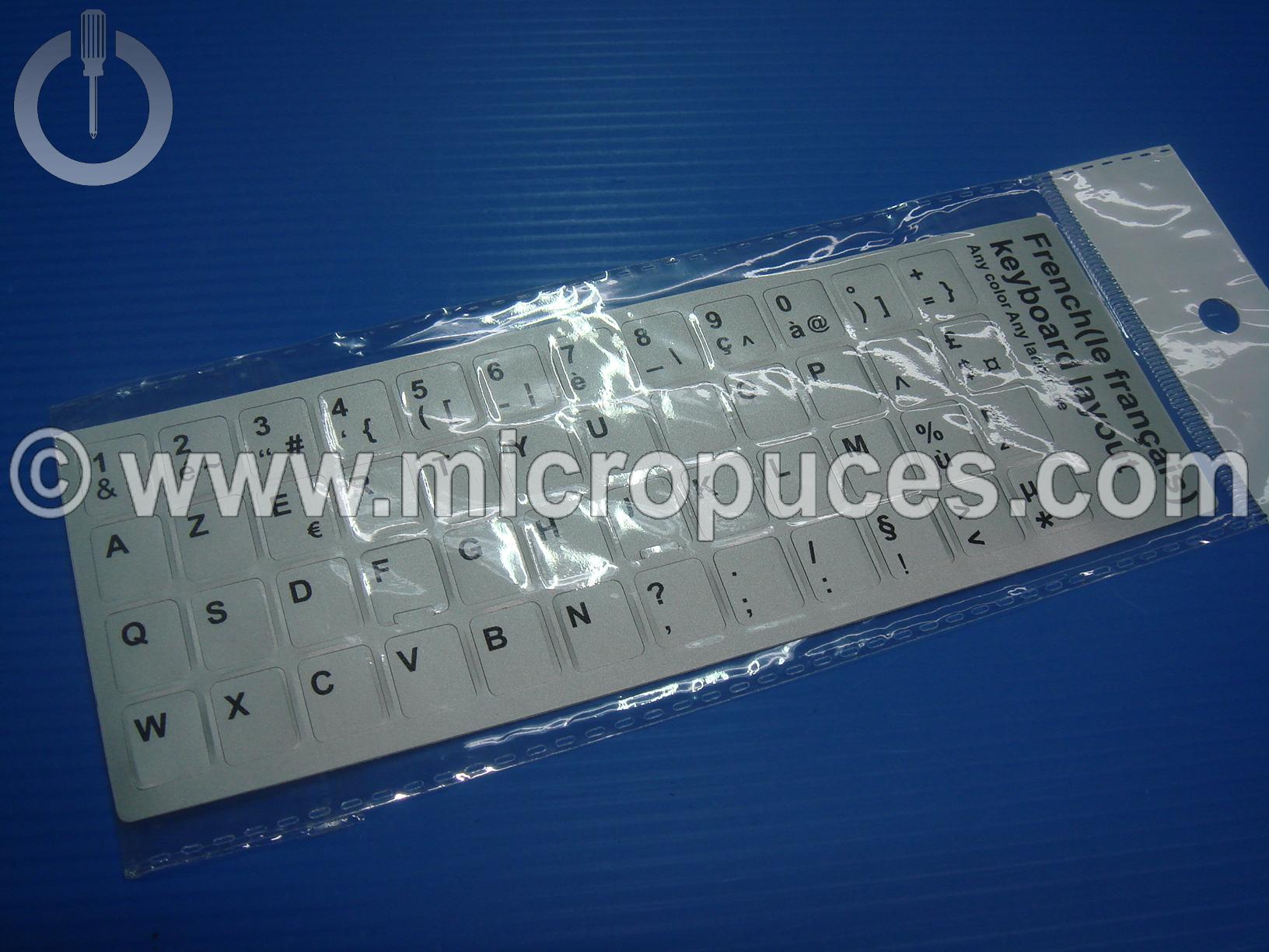 Autocollants vinyle AZERTY argent silver