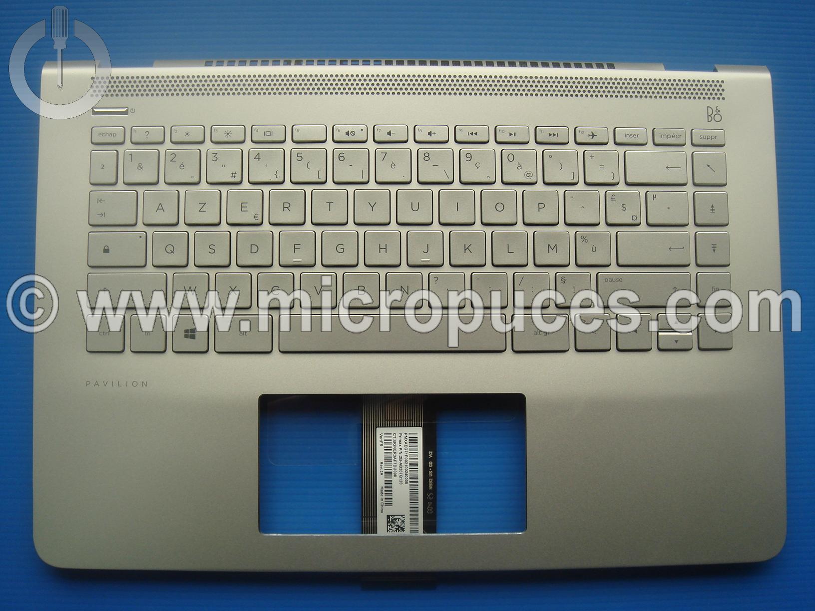 Clavier silver + contour pour HP Pavilion 14-bk