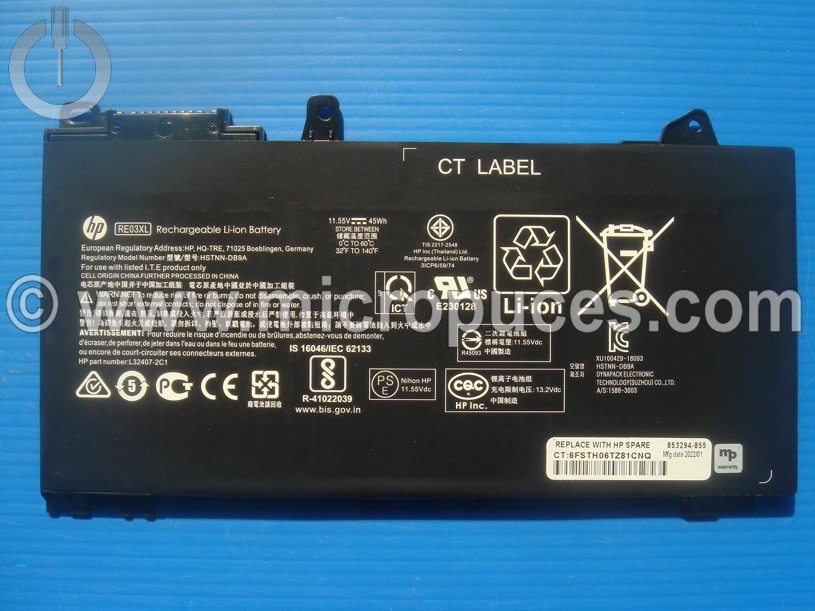 Batterie d'origine HP RE03XL