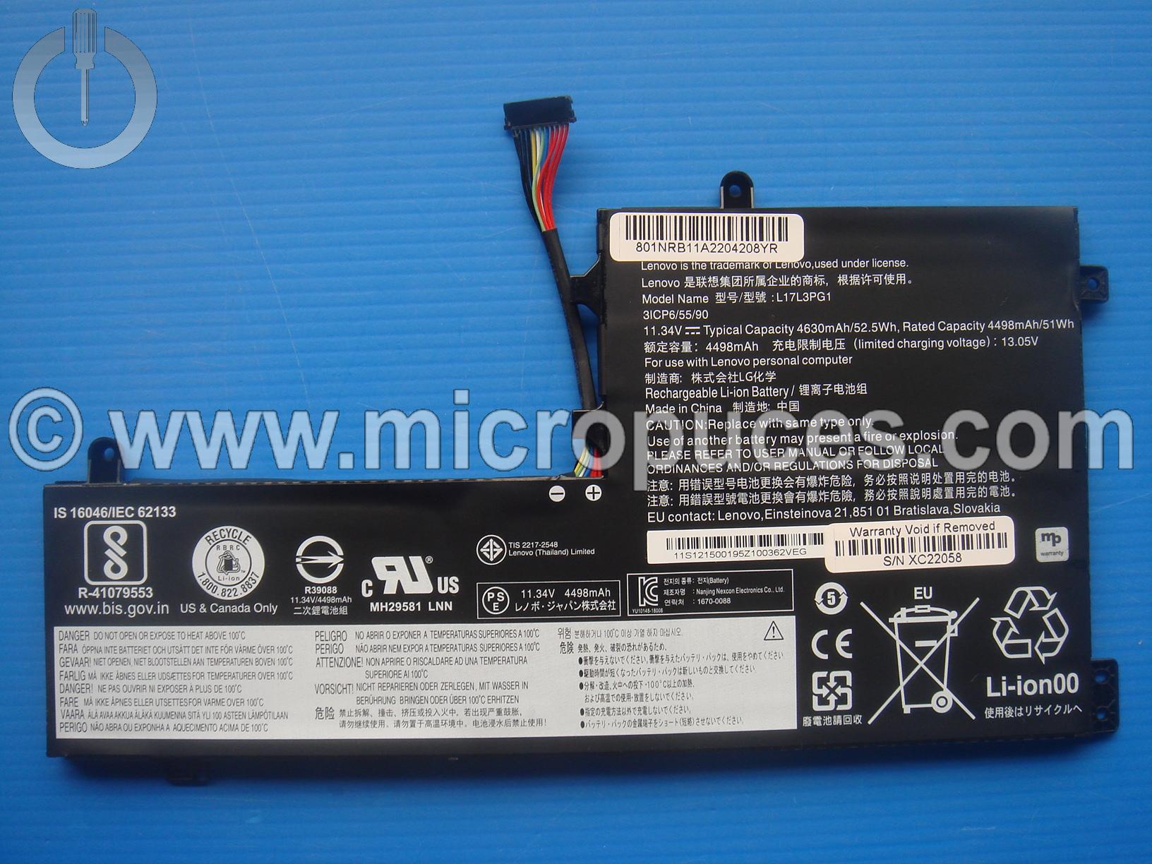 Batterie d'origine pour Lenovo Legion Y540 cable de 8cm