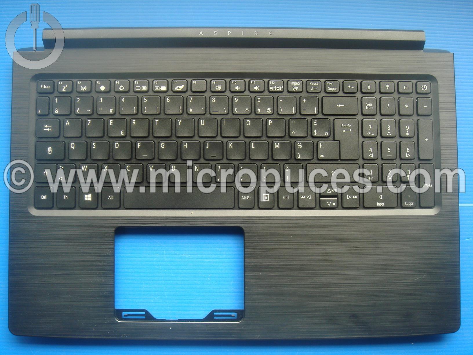 Clavier AZERTY + plasturgie de dessus pour Aspire A315-53 noir