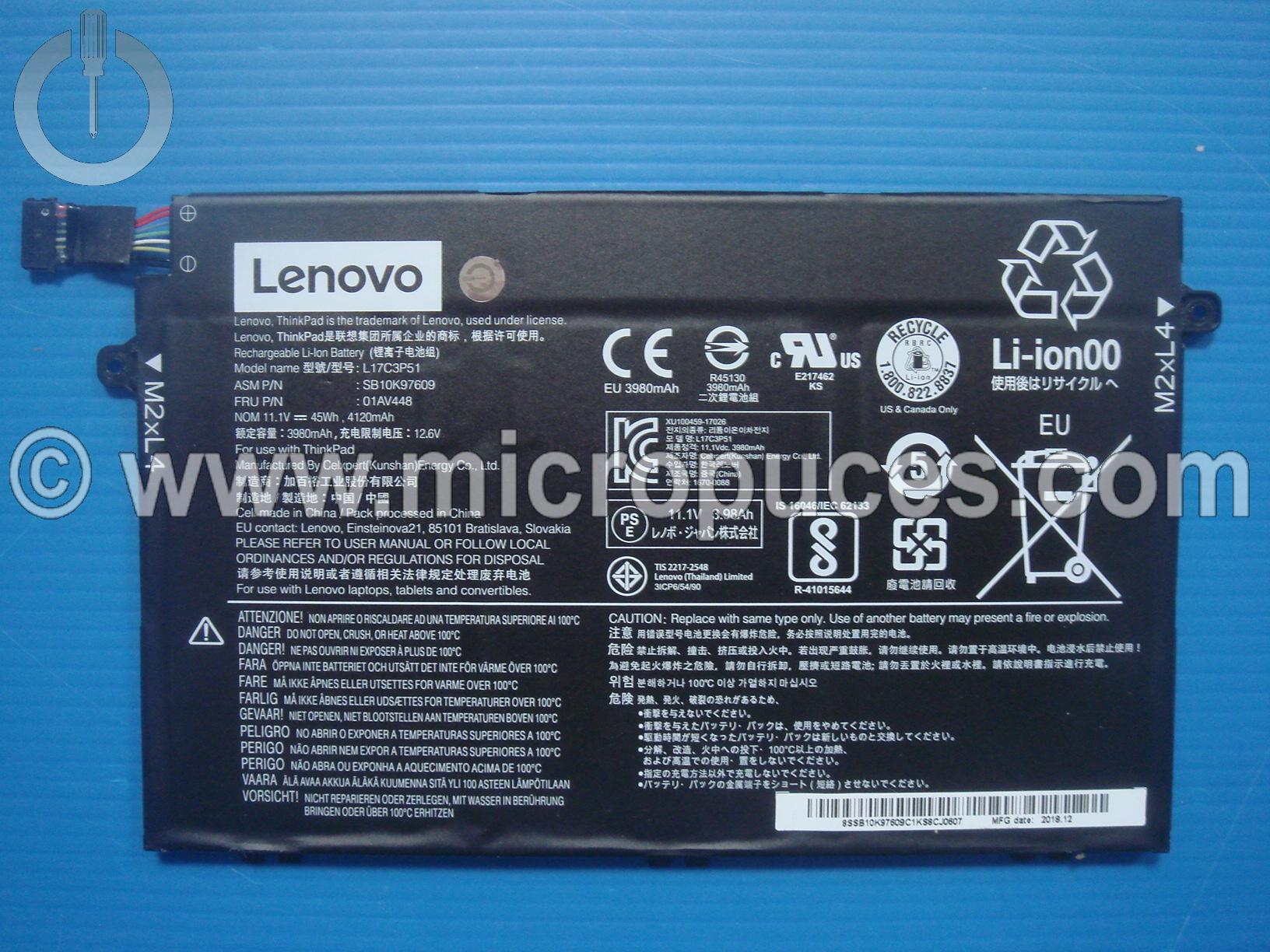 Batterie Lenovo Thinkpad E480 E490 E580