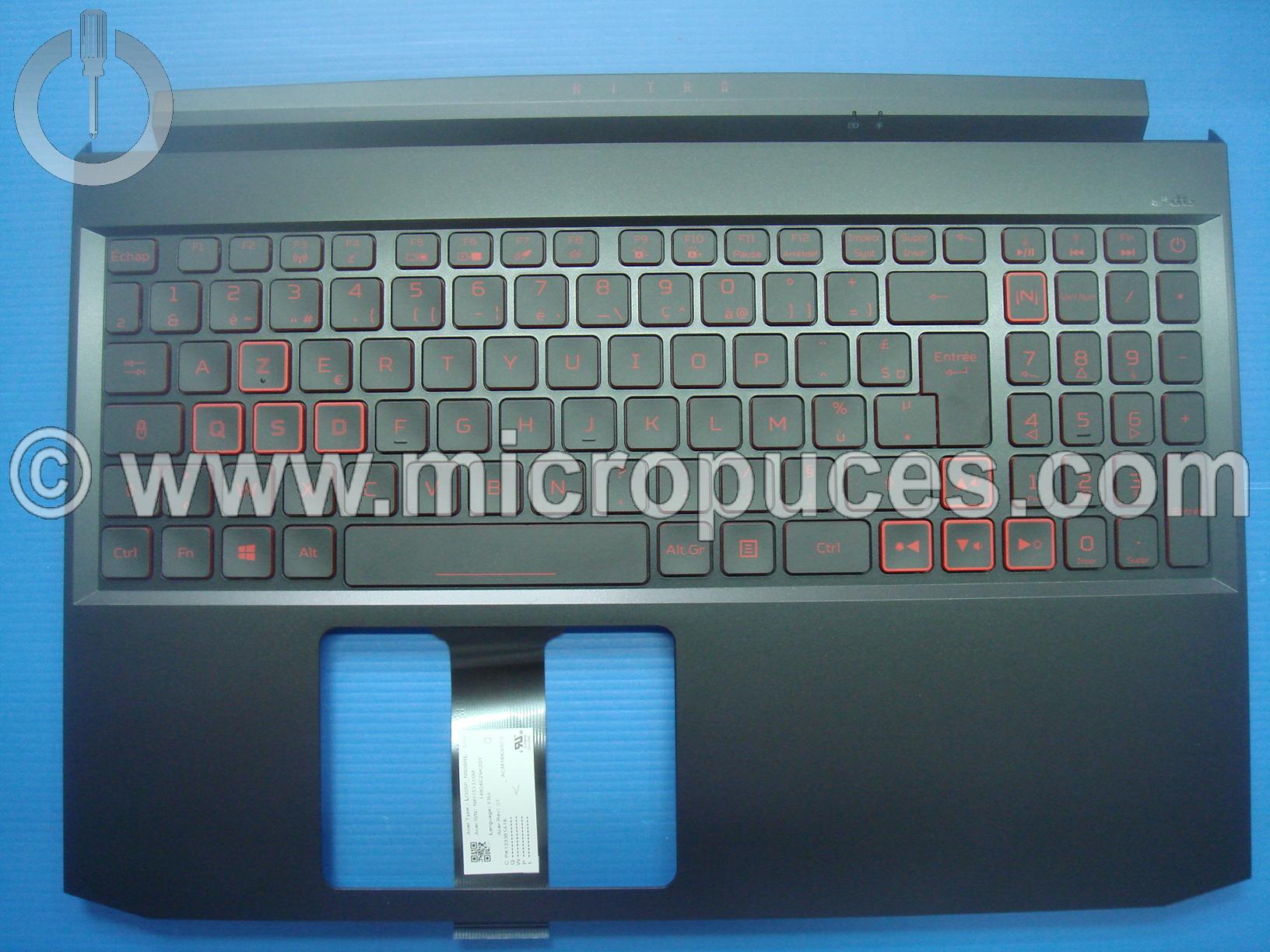 Clavier AZERTY + plasturgie du dessus pour Acer Notebook Nitro AN515-55 ( version 1650 )