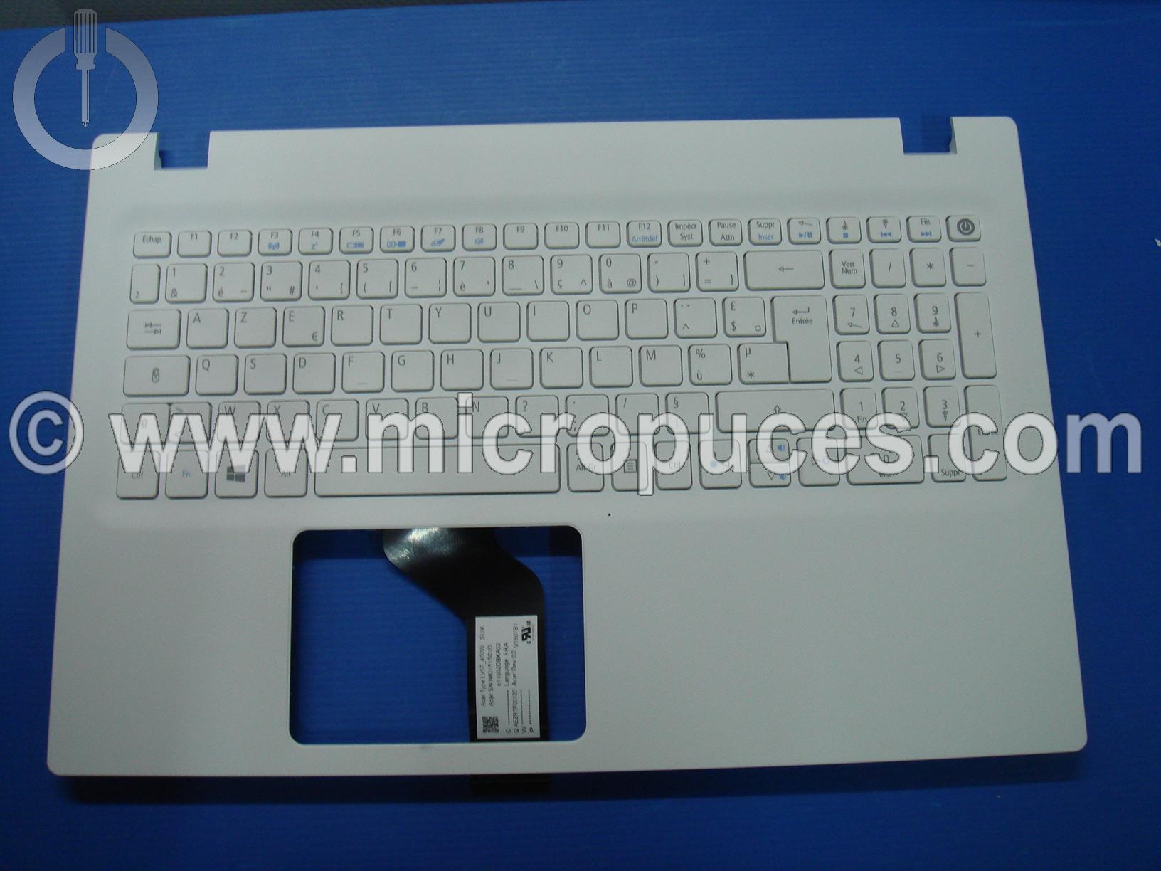 Plasturgie du dessus avec clavier blanc pour ACER Aspire E5-573 E5-522