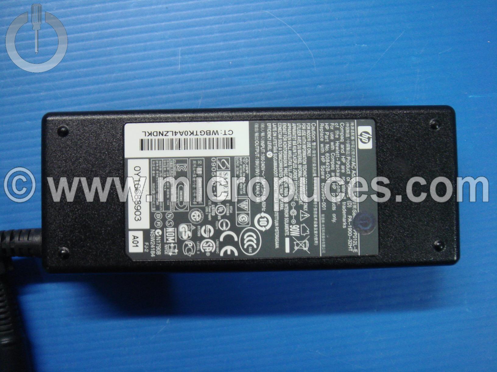 Chargeur Alimentation 19V 4.74A pour HP DV5 DV6 DV7
