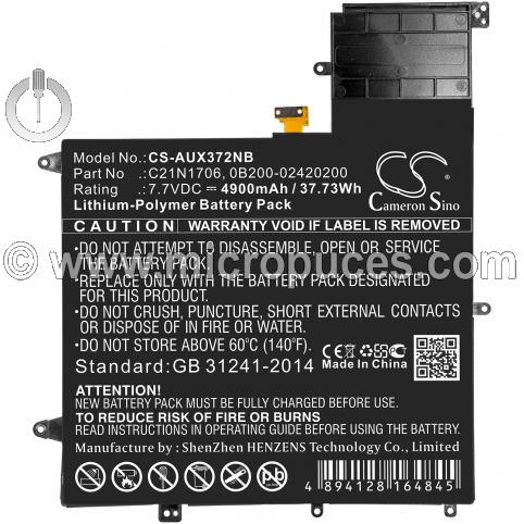 Batterie de remplacement pour ASUS UX370