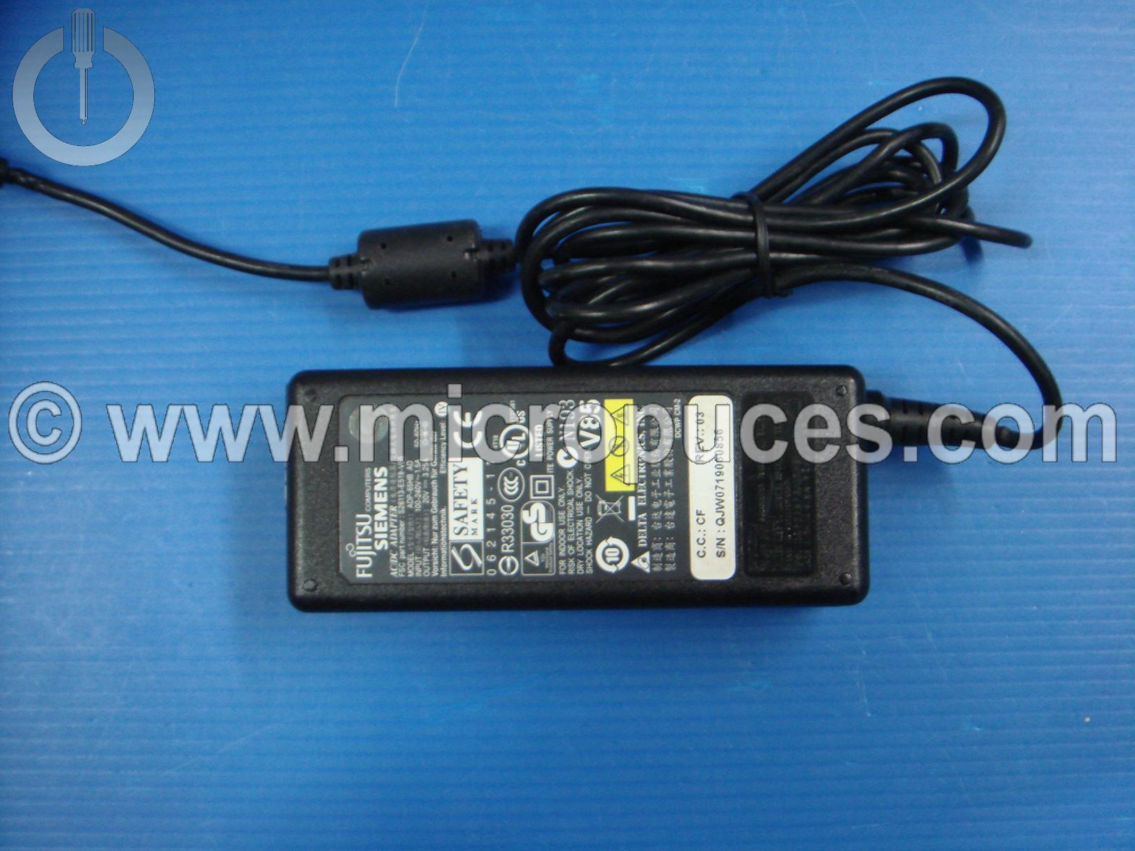 Chargeur Alimentation 20V 3.25A pour Fujitsu