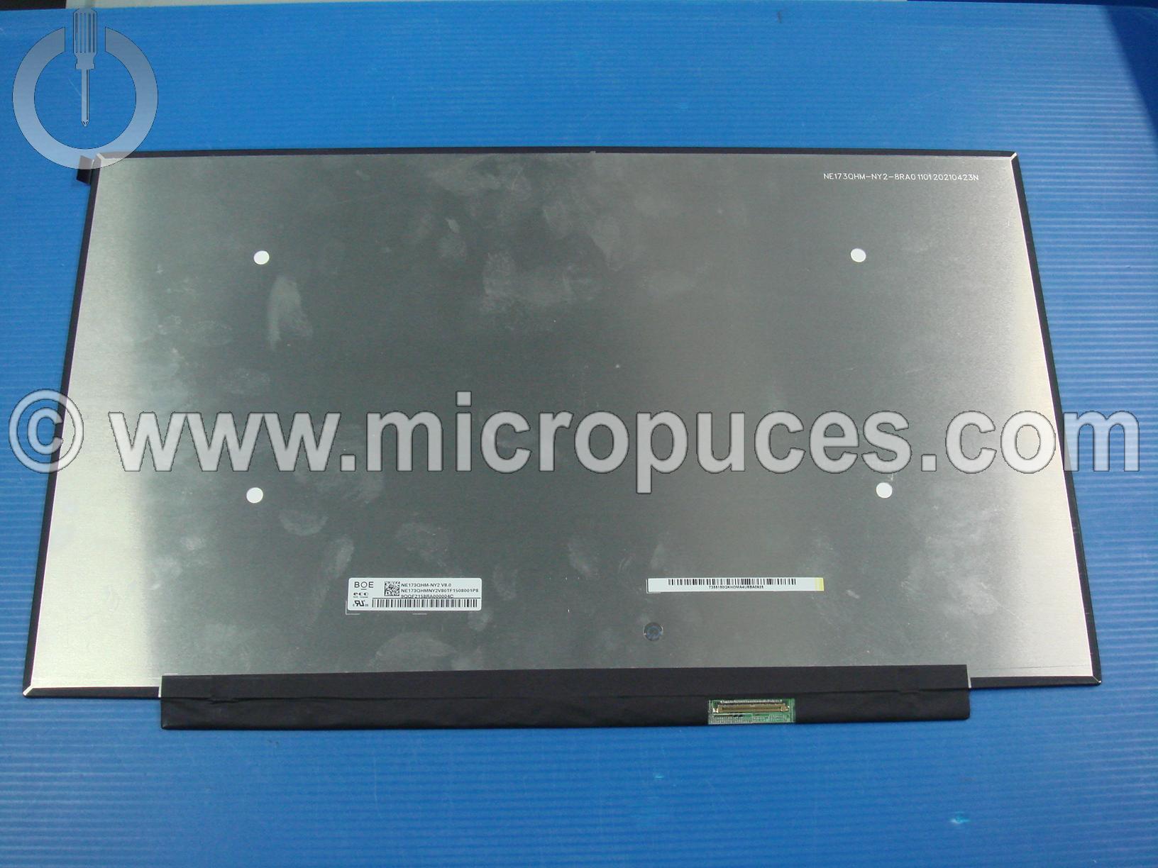 Ecran 17.3" 40 pin Slim 2K 165Hz ( conn. à droite ) à coller