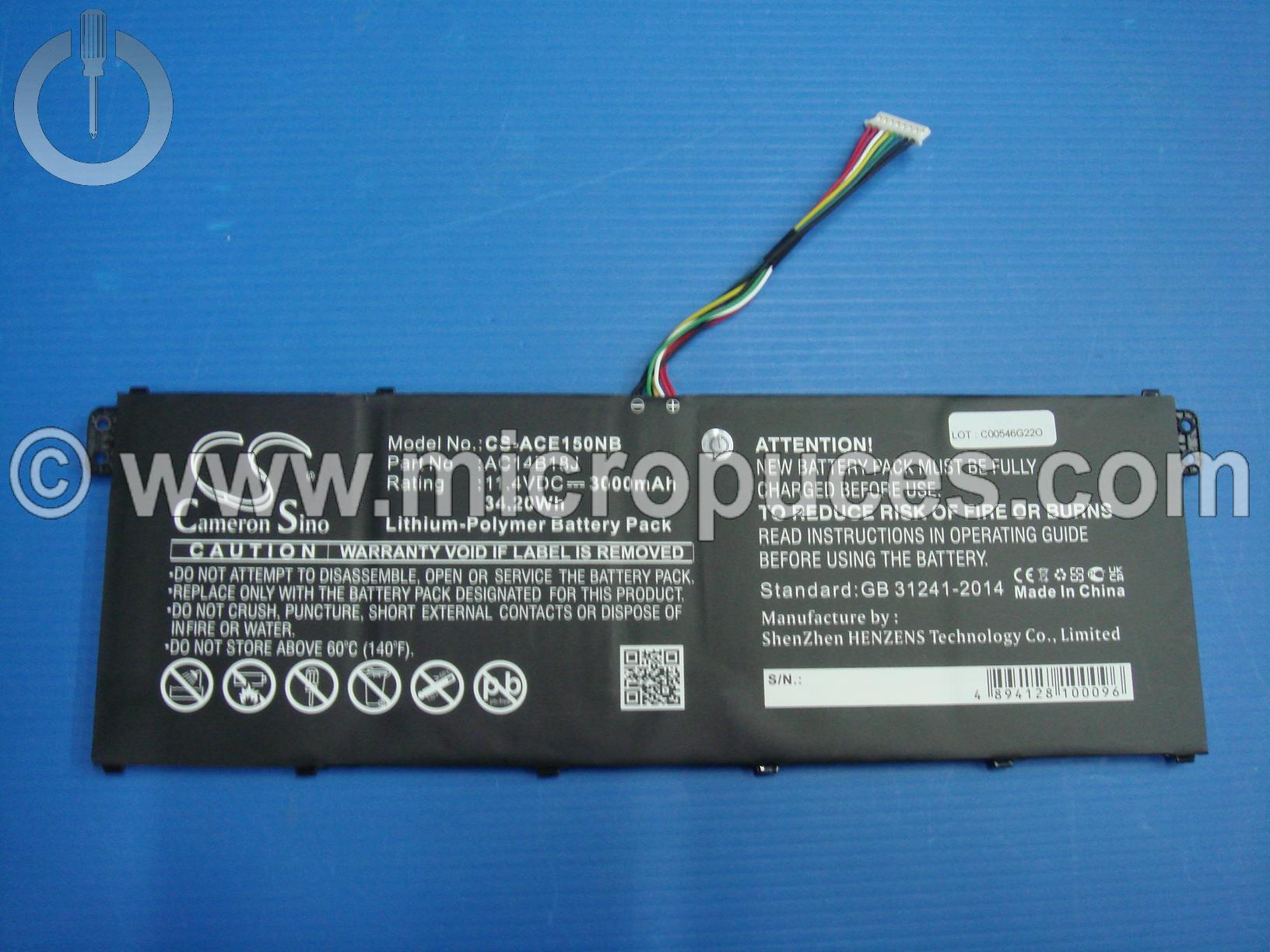 Batterie de remplacement 11.4v pour ACER ES1-512 V3-371
