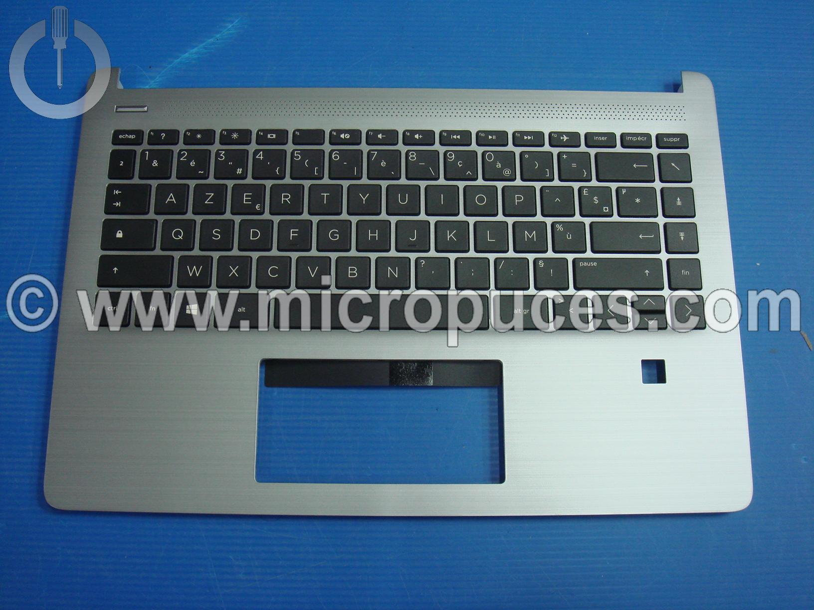 Clavier + plasturgie de dessus pour HP 14-dq silver ( avec lecteur d'empreinte )