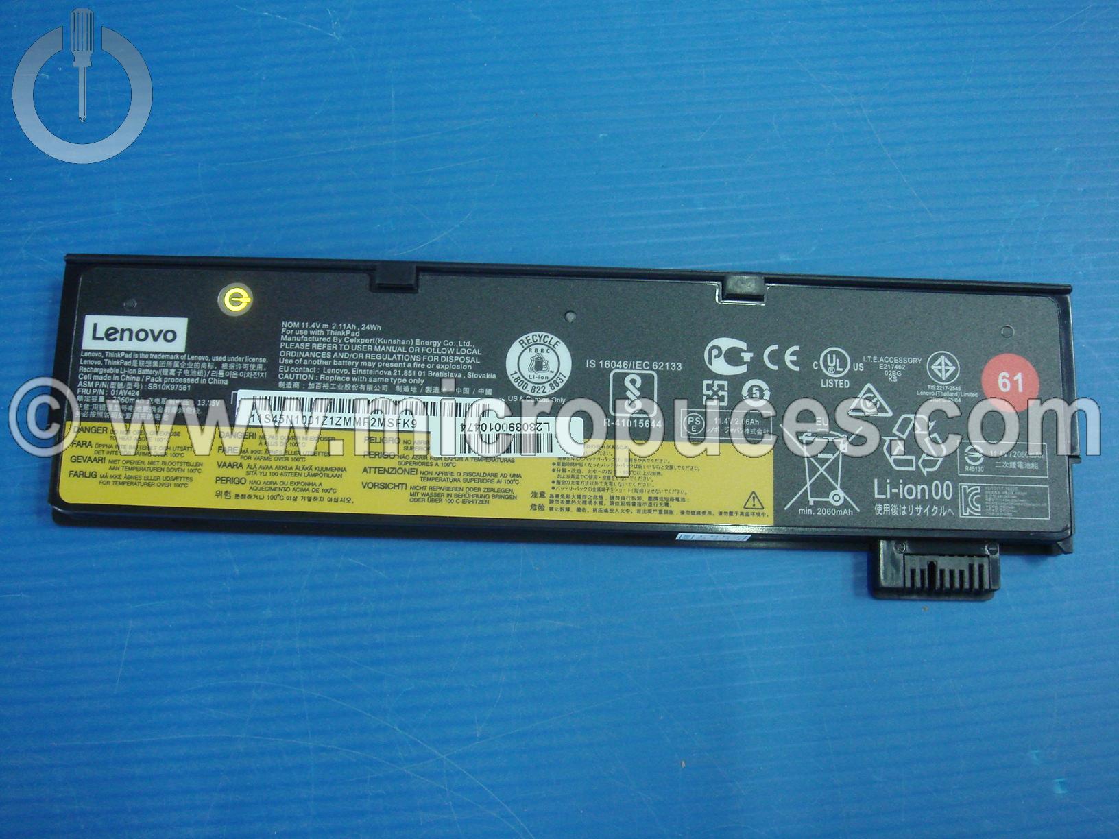 Batterie 6 cellules d'origine pour Lenovo T470 et T480