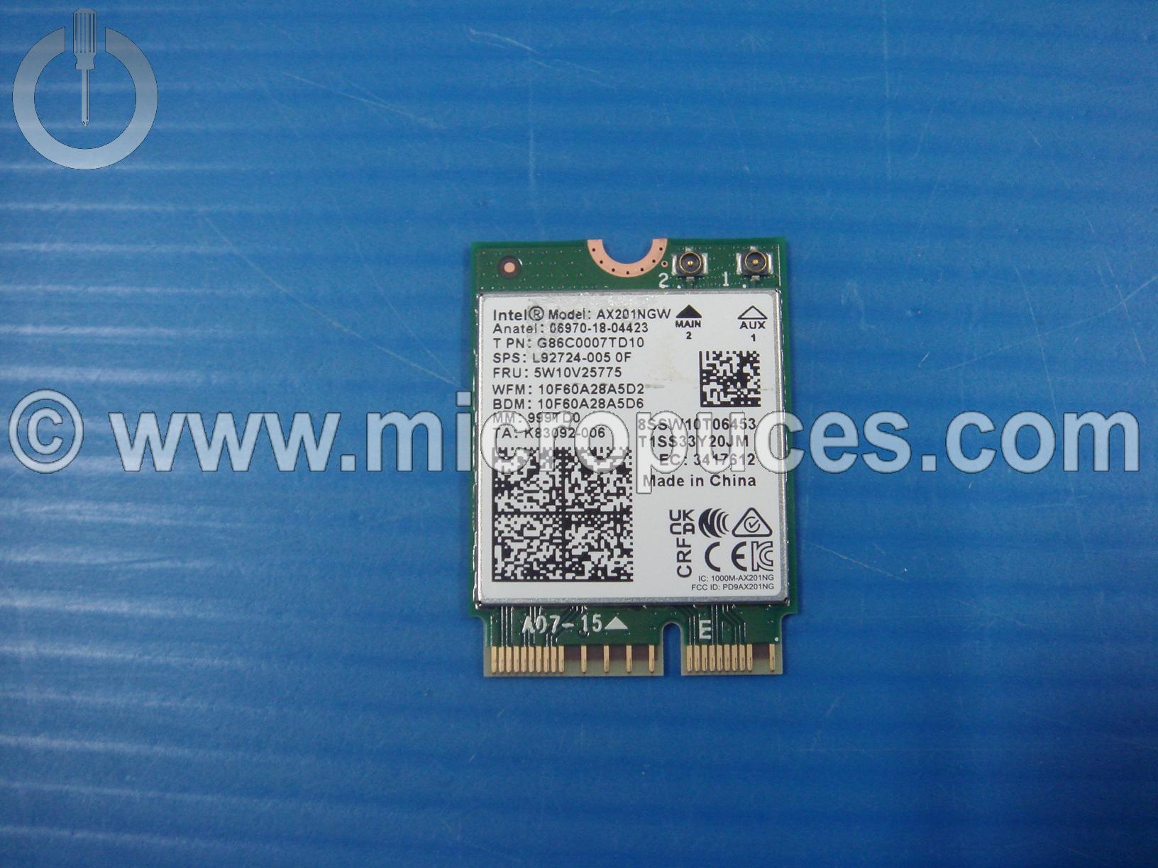 Carte WIFI 6 AX201NGW pour lenovo HP et autres