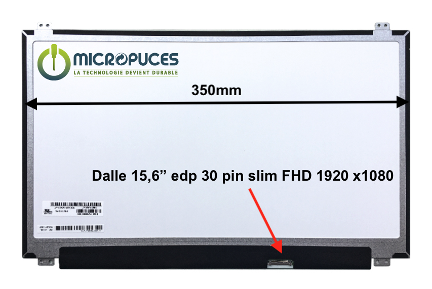 Ecran 15.6" 30 pin Slim FHD 1920 x 1080 - 350mm - Mat