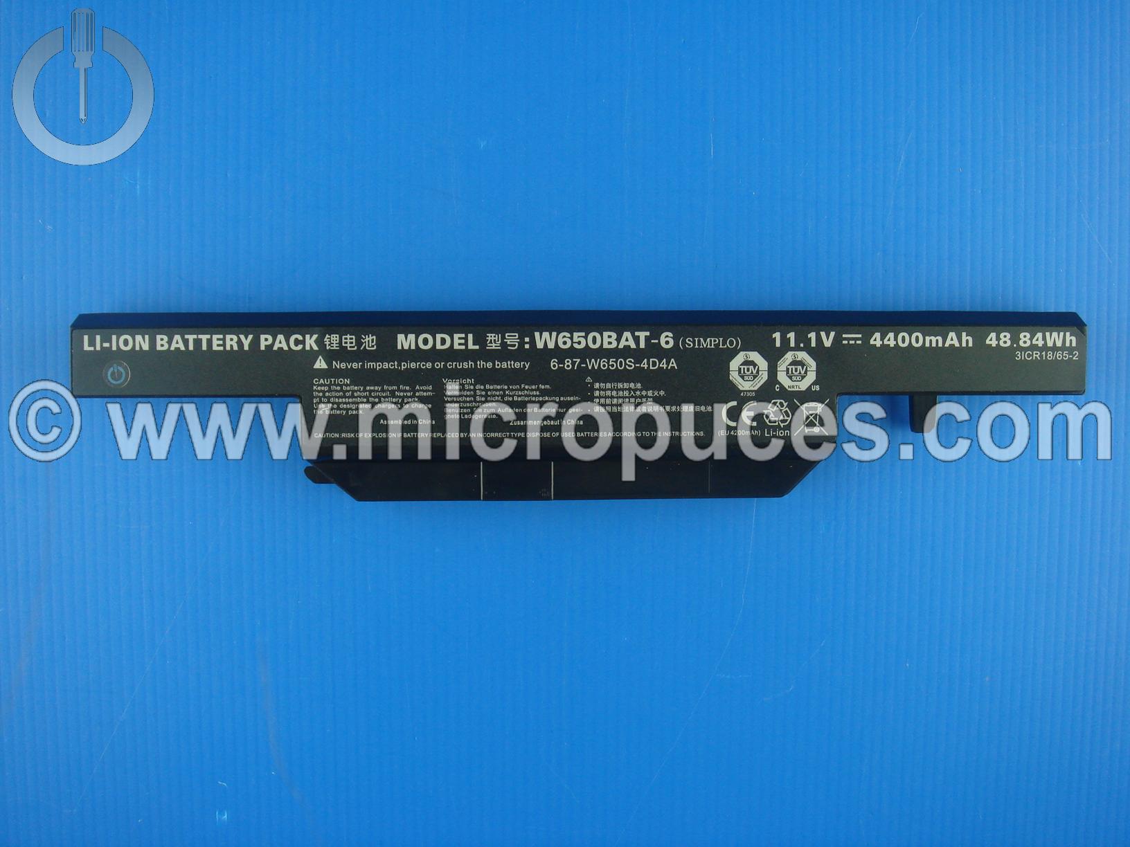 Batterie d'origine CLEVO W650