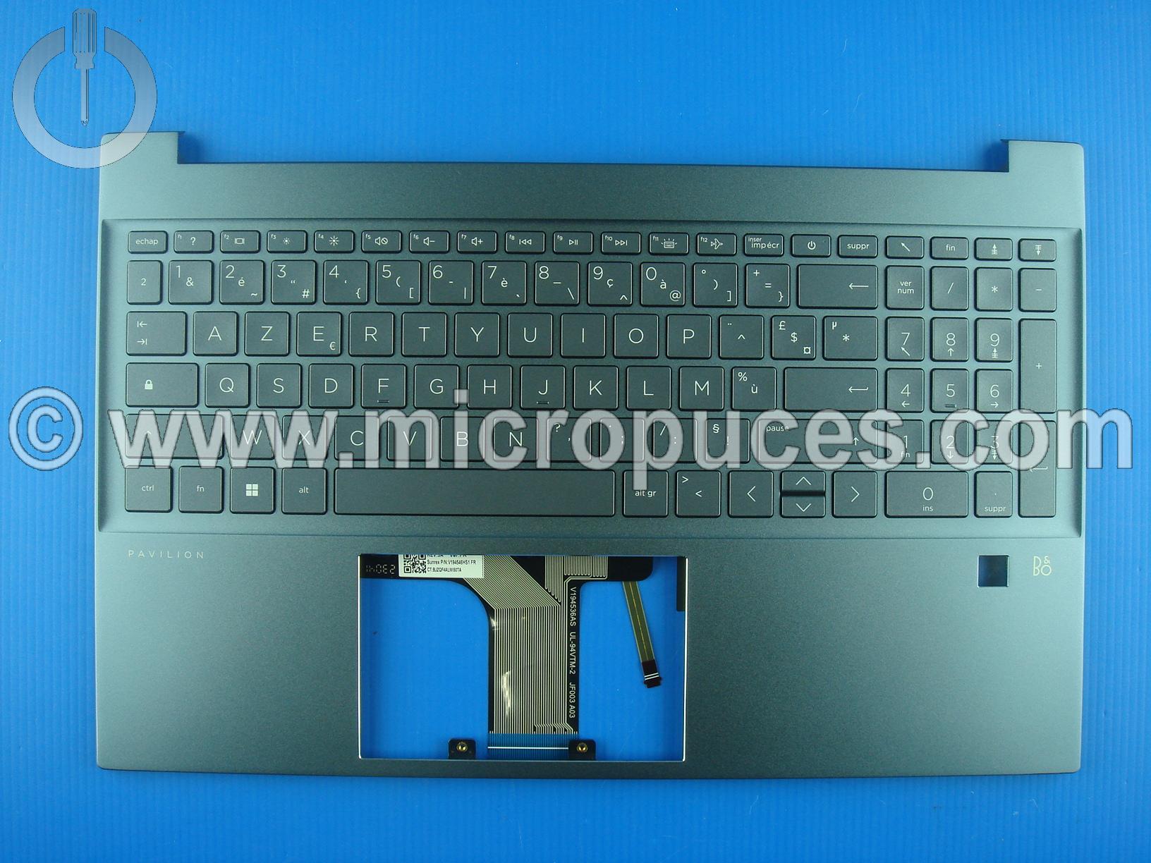 Clavier + plasturgie bleue avec lecteur d'empreinte pour Pavilion 15-EG