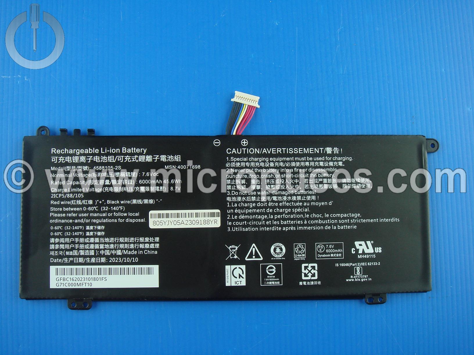 Batterie Toshiba Dynabook C50-H 4588105-2S avec ergots