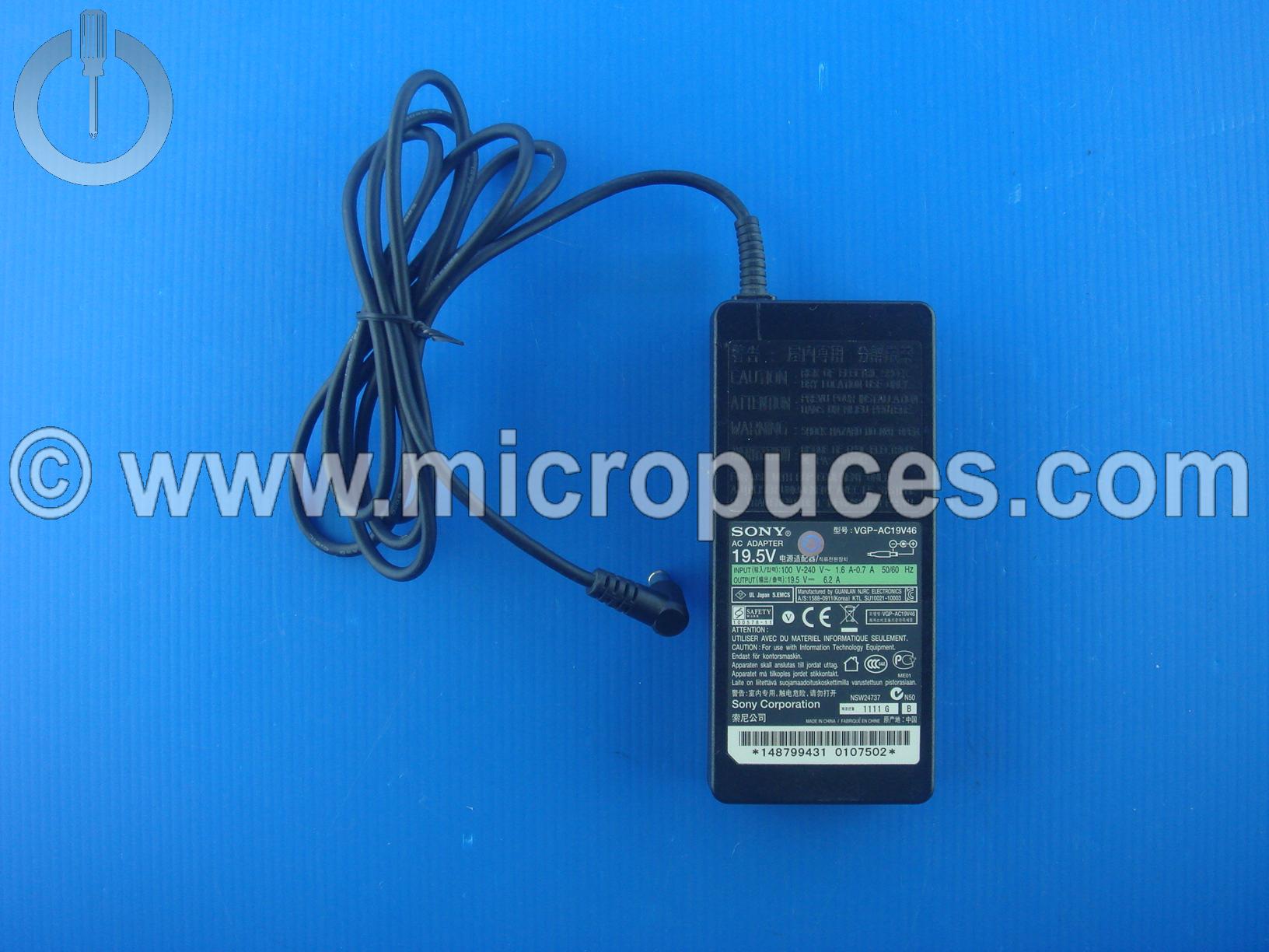 Chargeur Alimentation 19.5V 6.2A pour Sony VGP-AC19V16