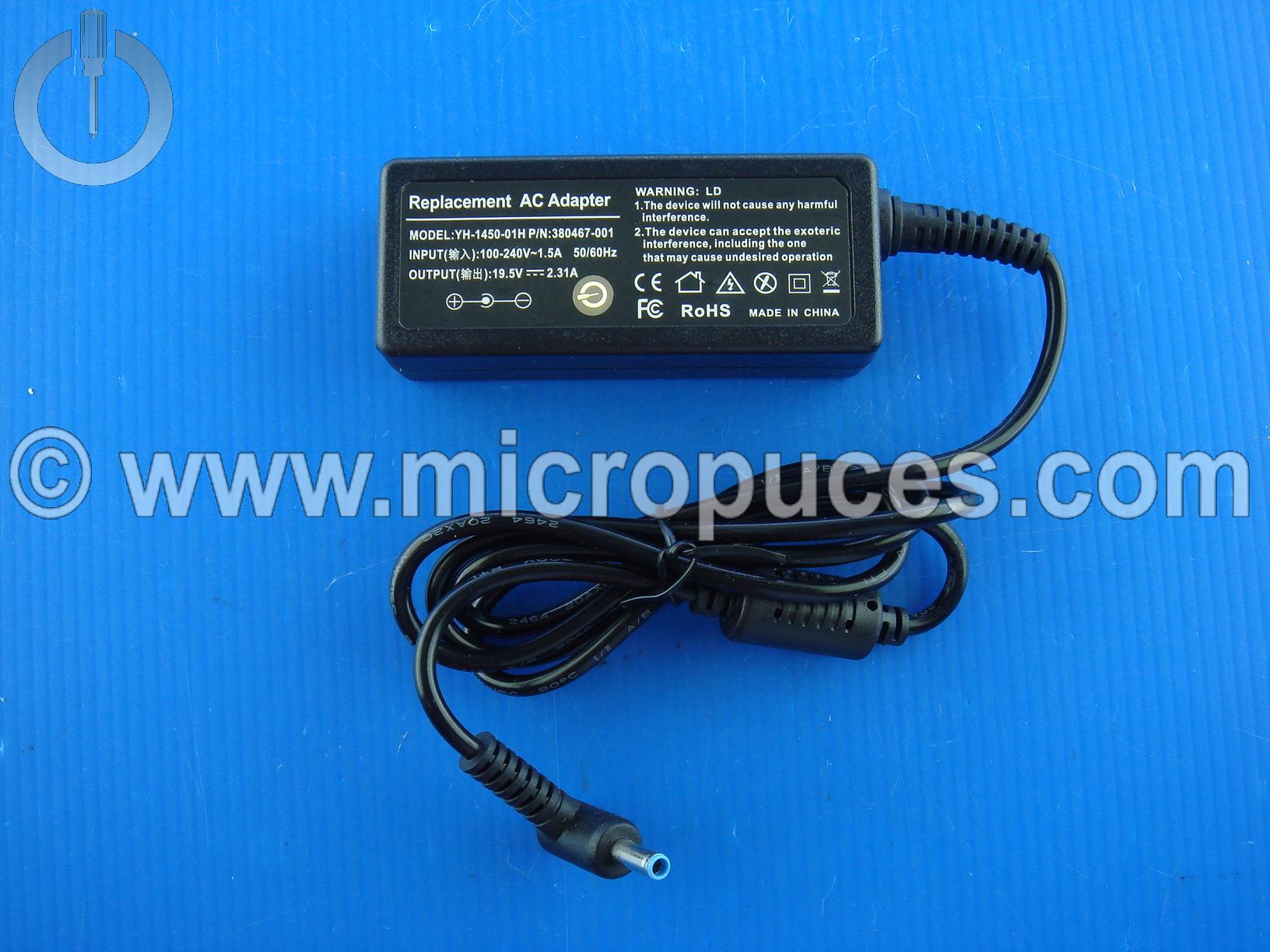 Chargeur 19.5V 2.31A pour HP ( 45w conn bleu )