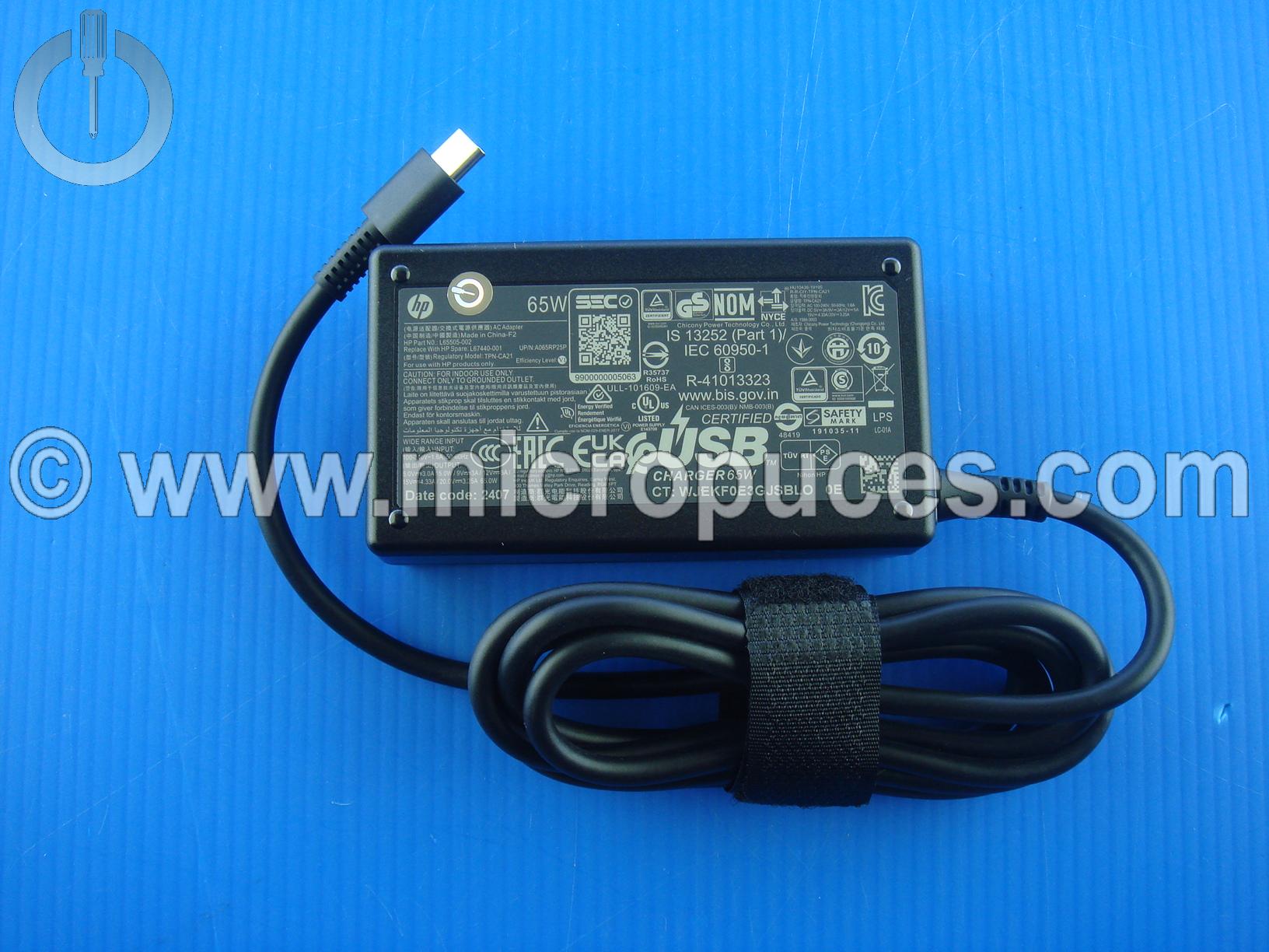 Chargeur d'origine USB-C 45W pour HP Spectre 13