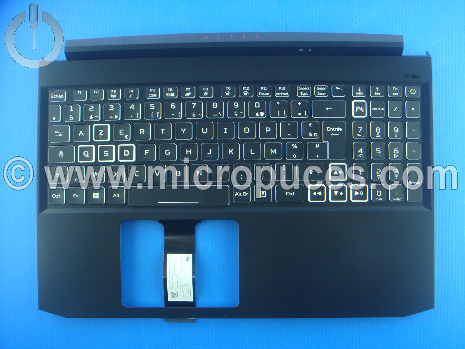 Clavier AZERTY + plasturgie du dessus pour Acer Notebook Nitro AN515-55 ( version 1660-2060 ) )