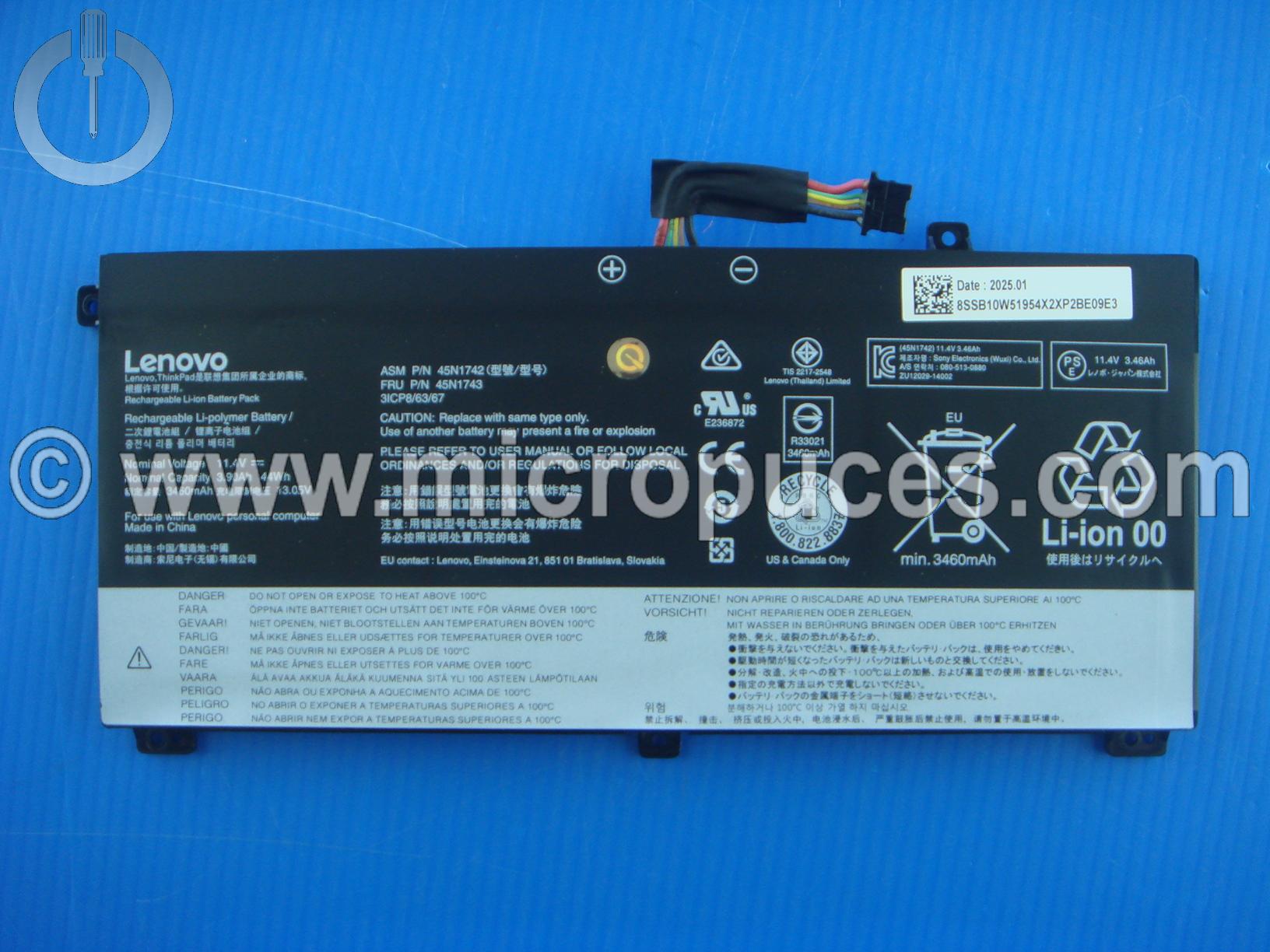Batterie pour LENOVO Thinkpad L560 T560 W550