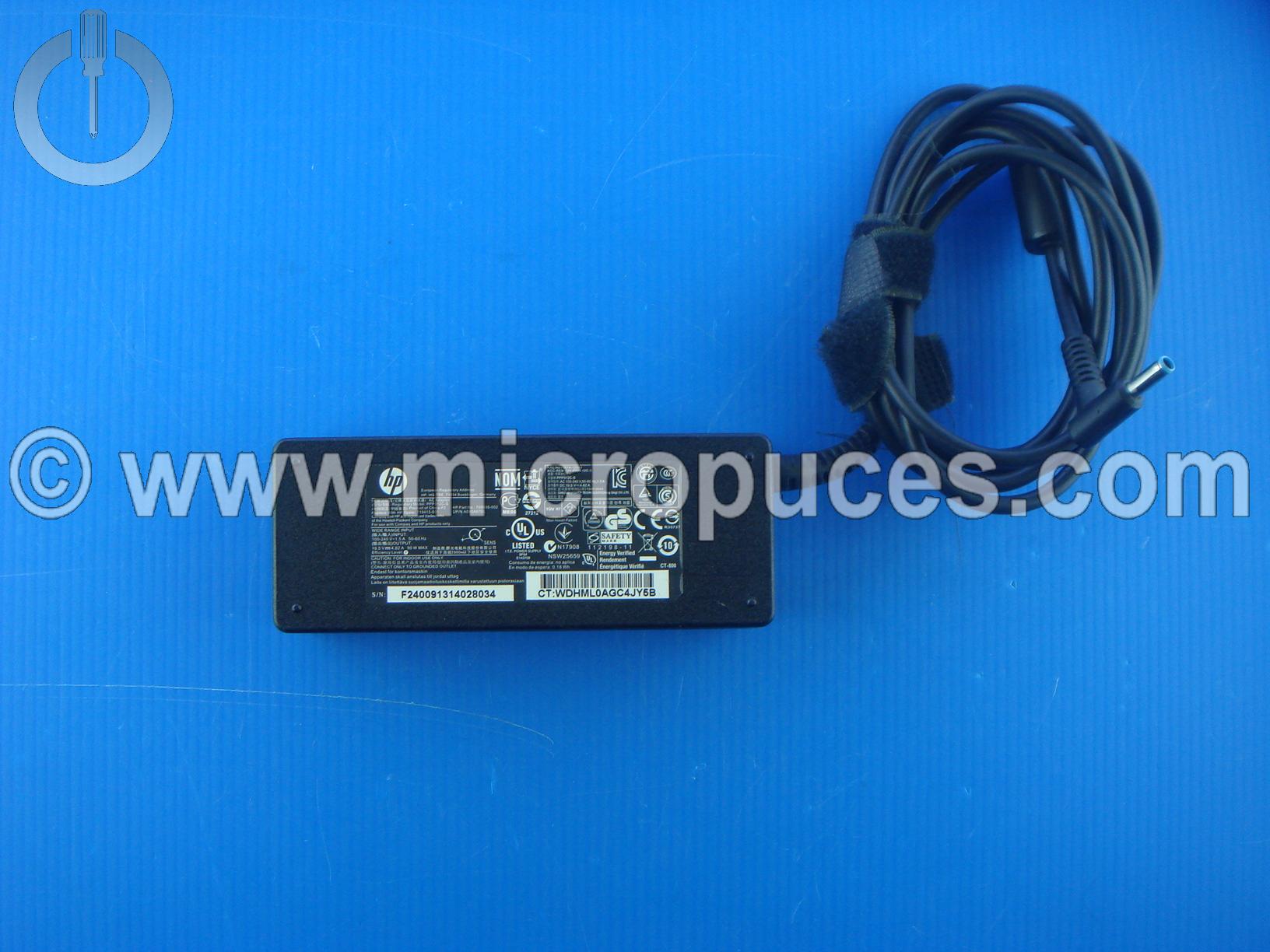 Chargeur Alimentation 19V 4.62A pour HP ( 90 w conn bleu )