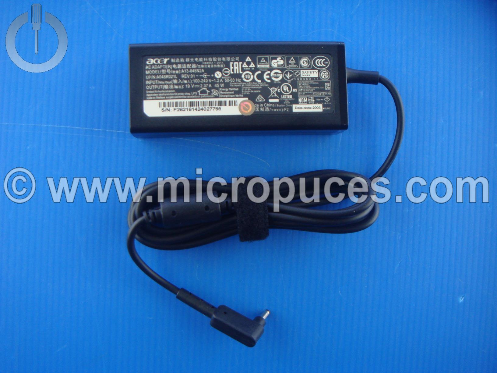 Chargeur d'alimentation 19V 2.37A noir pour ACER Swift