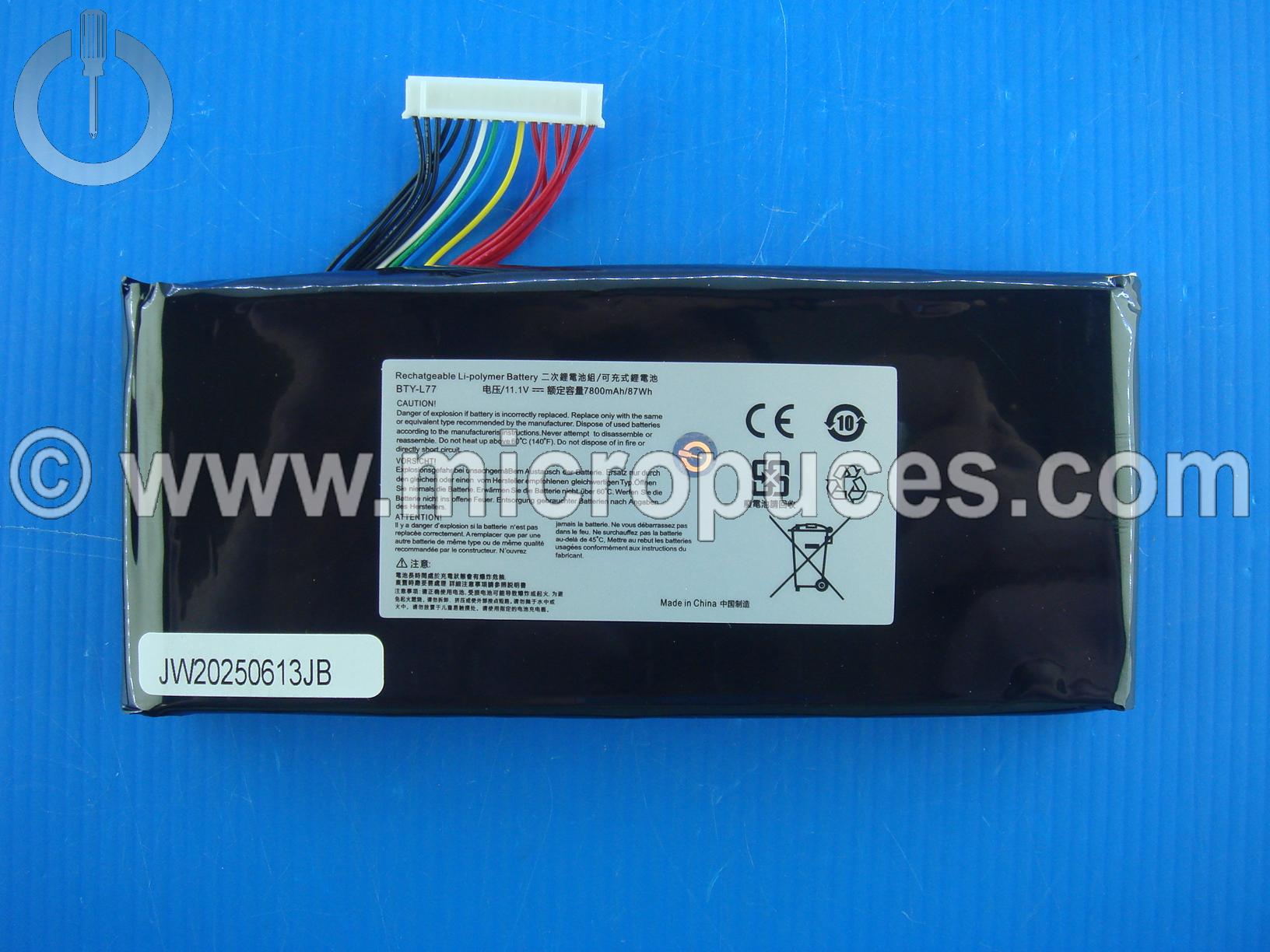 Batterie de  remplacement pour MSI BTY-L77