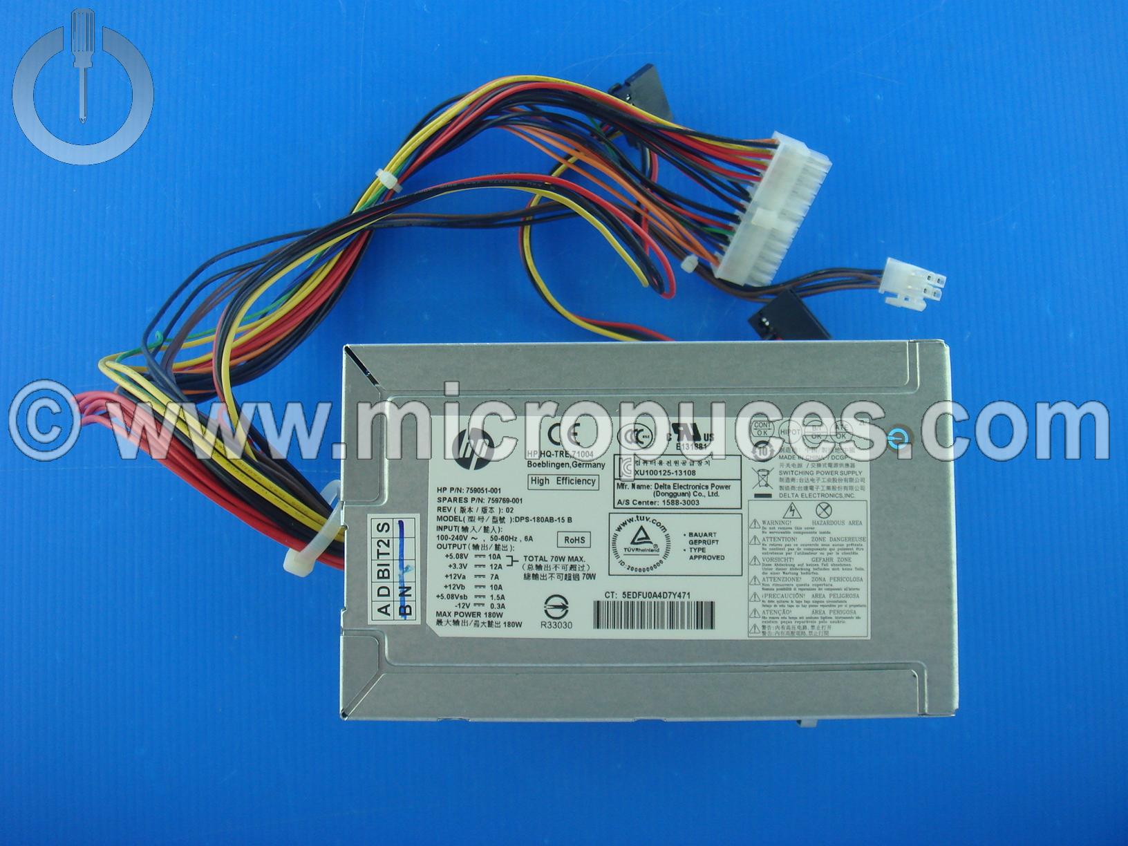 Alimentation HP 180W pour HP PAVILION 500