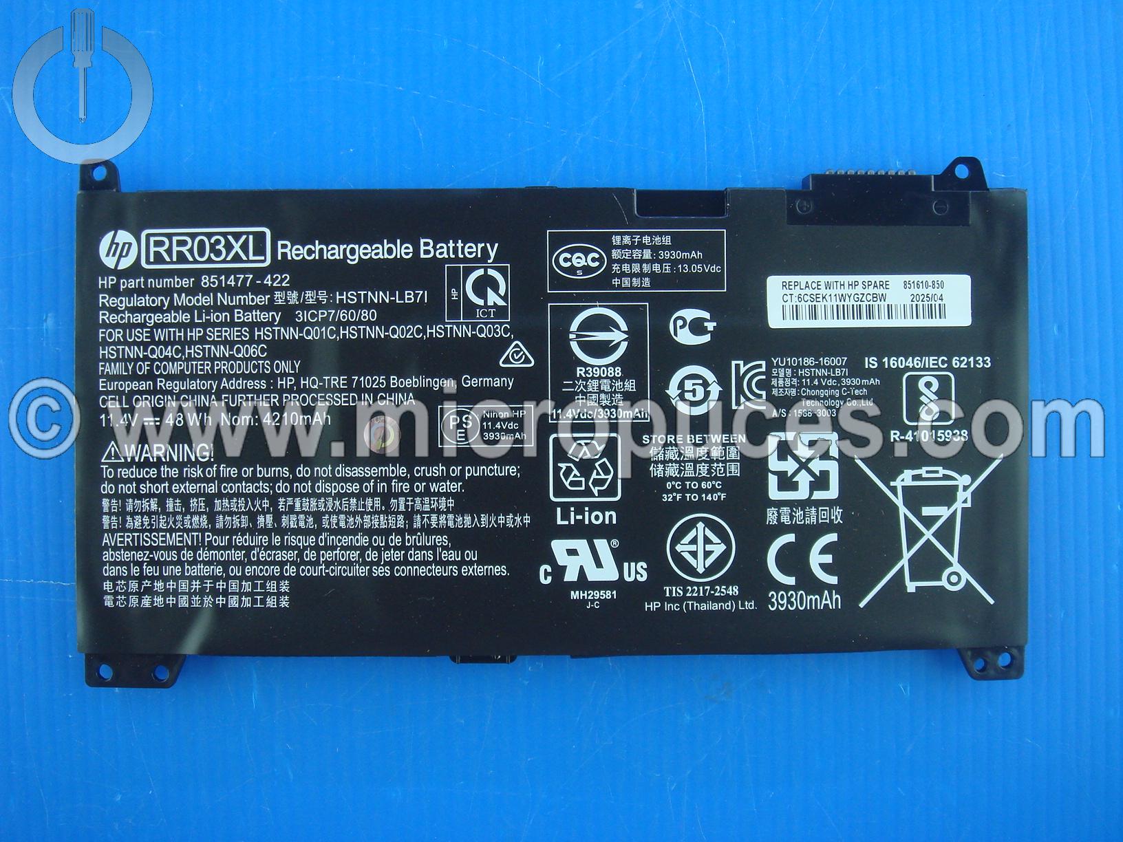 Batterie d'origine HP RR03XL