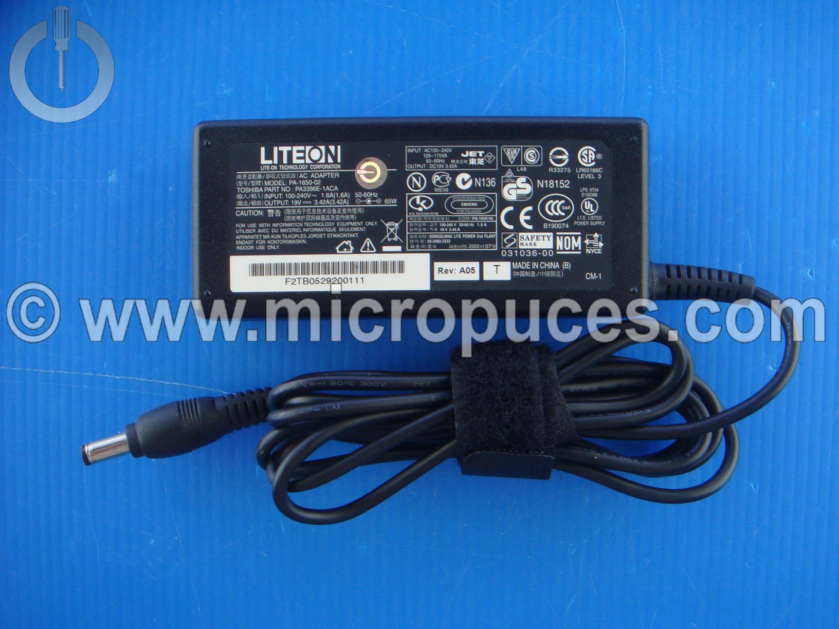 Chargeur alimentation 19V 3.42A pour TOSHIBA