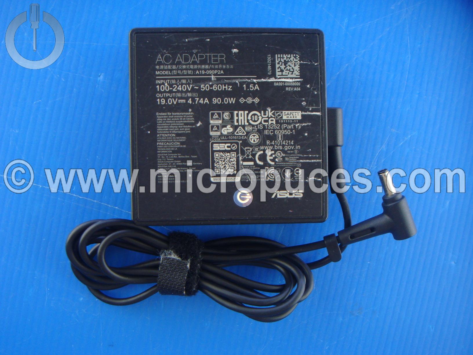 Chargeur d'origine 19V 4,74A pour ASUS (4mm/3mm)