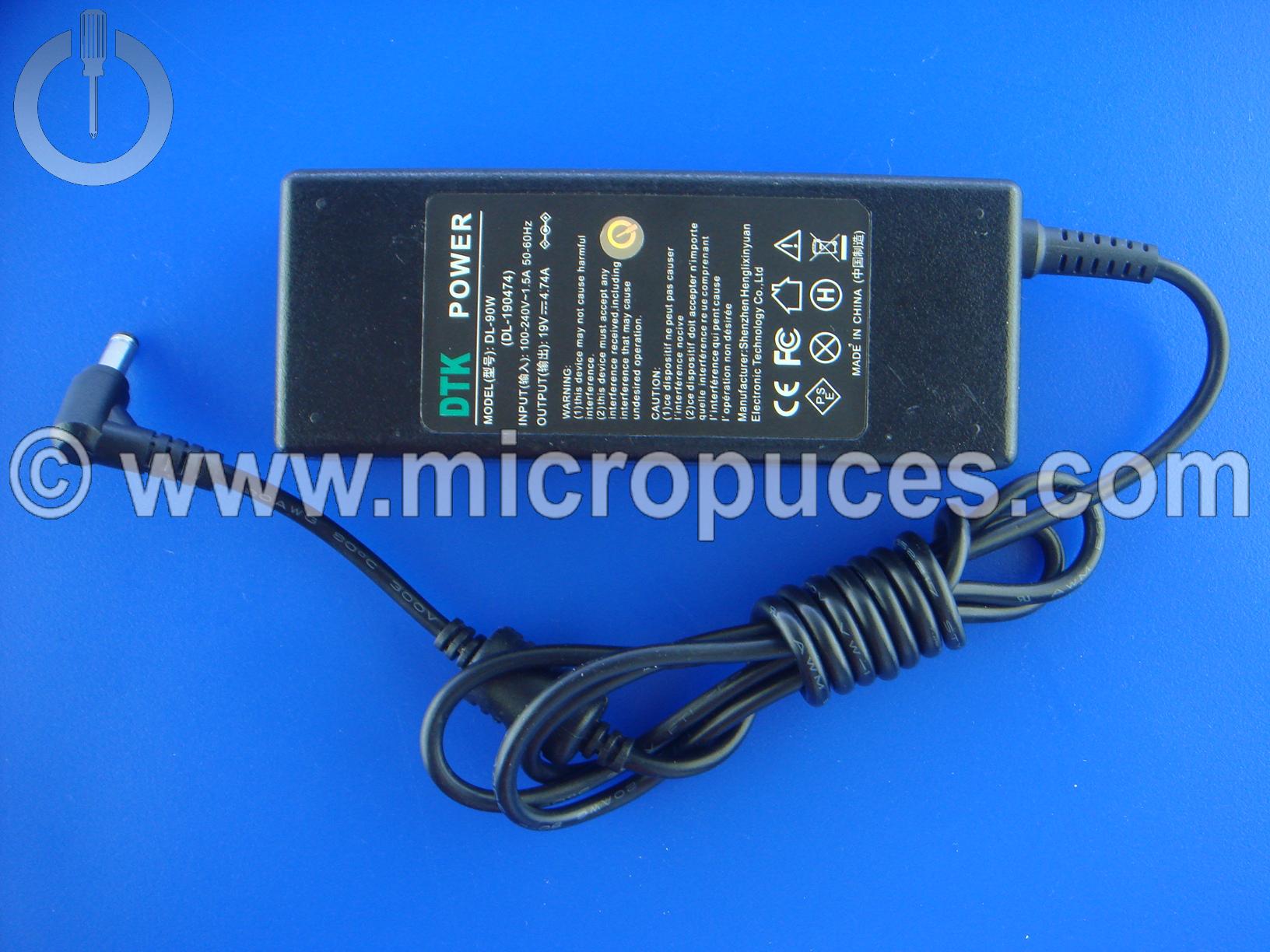 Chargeur Alimentation 19V 4.74A pour Asus, Medion...