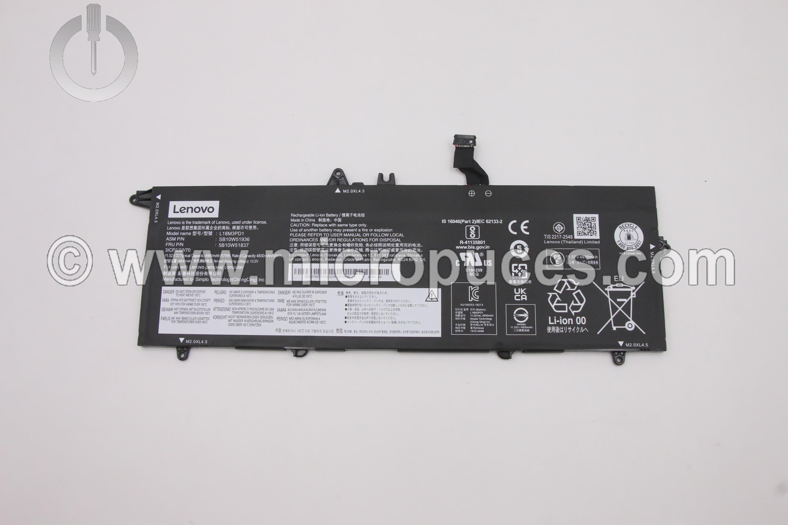 Batterie d'origine pour LENOVO Thinkpad T490S
