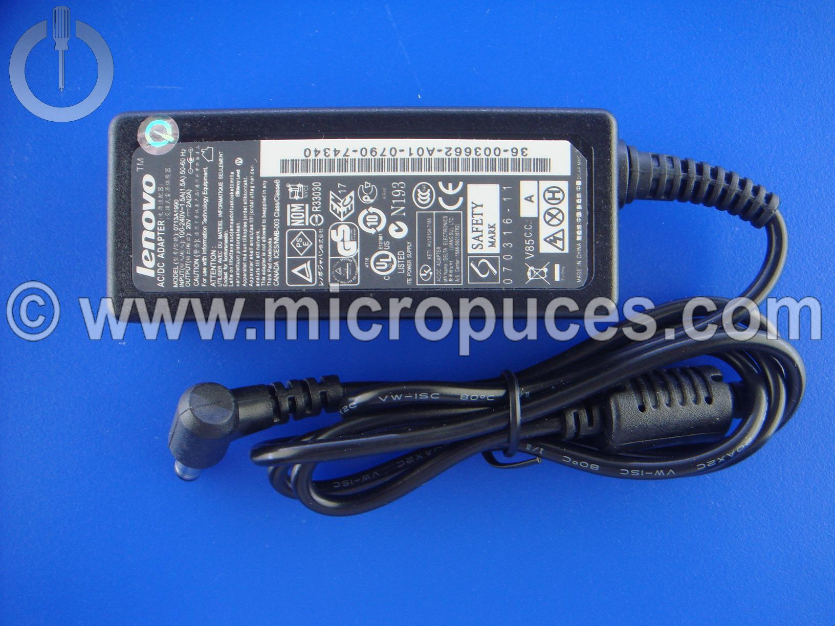 Chargeur Alimentation 20V 2.0A pour LENOVO S10