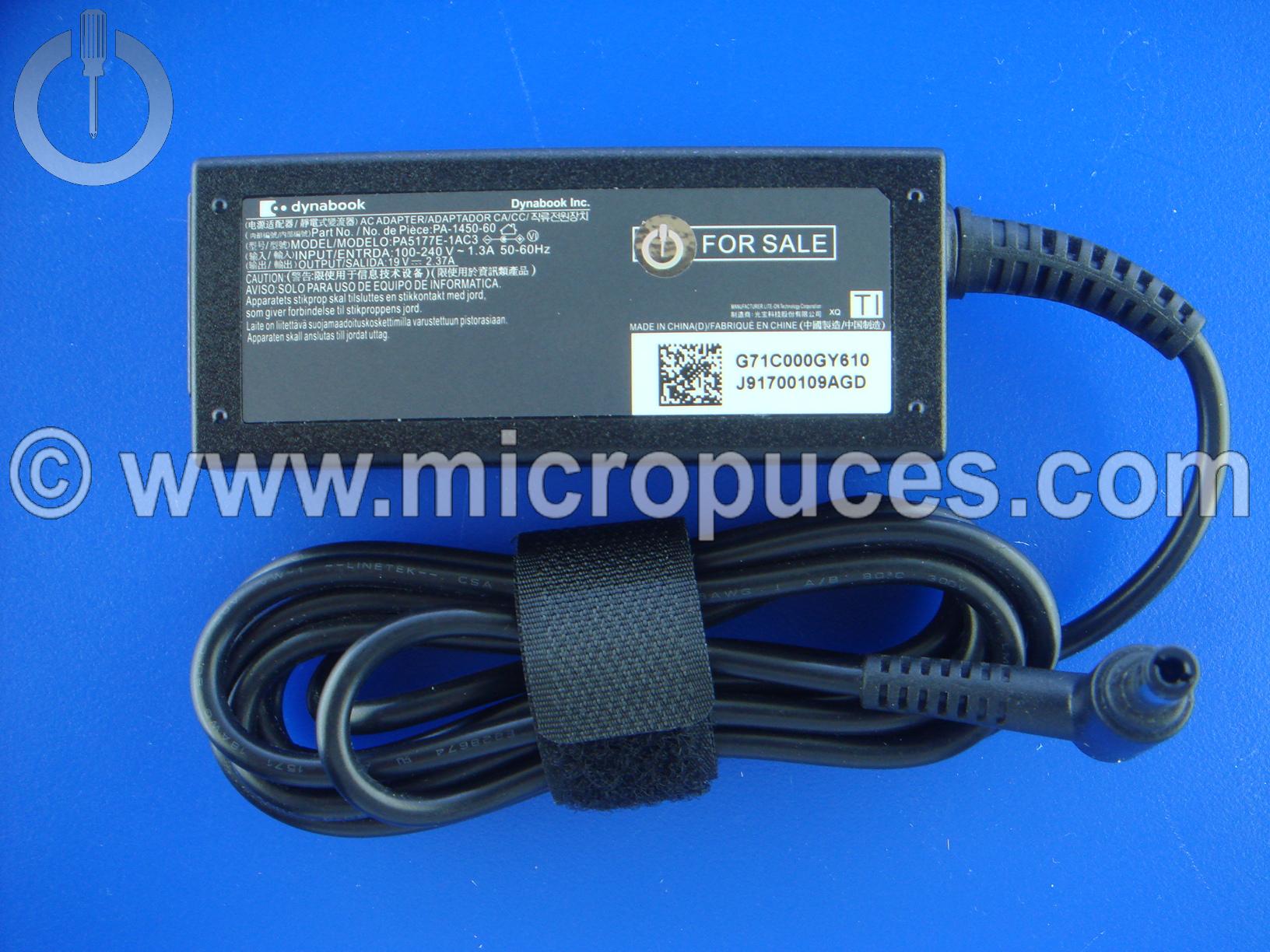 Chargeur NEUF Alimentation 19V 2.37A pour TOSHIBA PA3822U