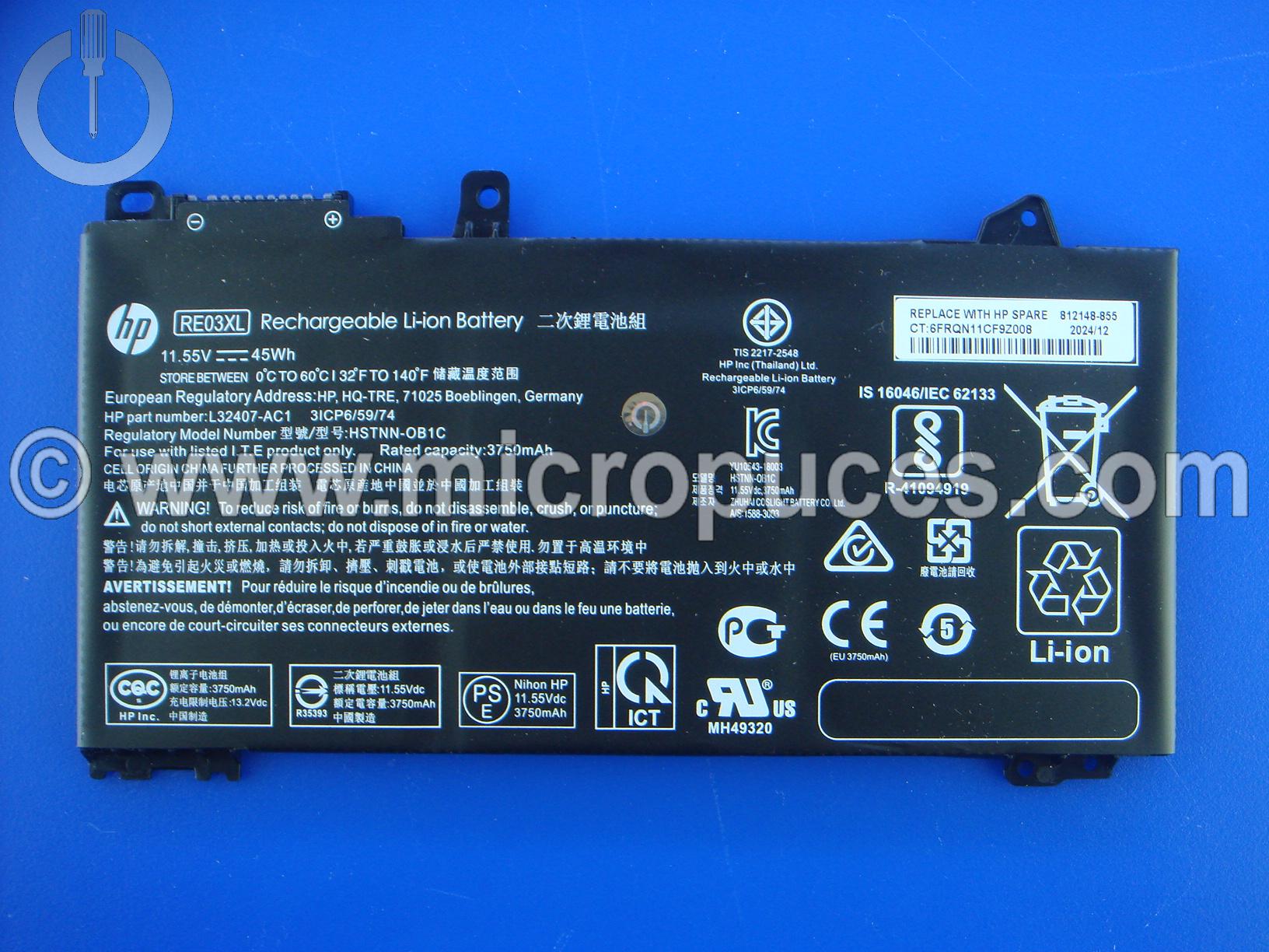 Batterie d'origine HP ProBook 430 G6 RE03XL