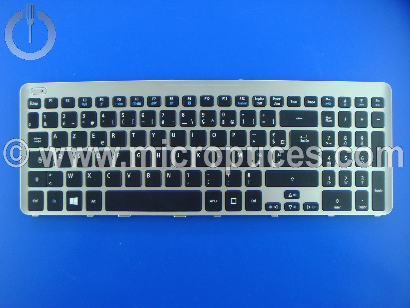 Clavier NEUF AZERTY pour ACER Aspire V5-531 V5-571 gris rétro éclairé