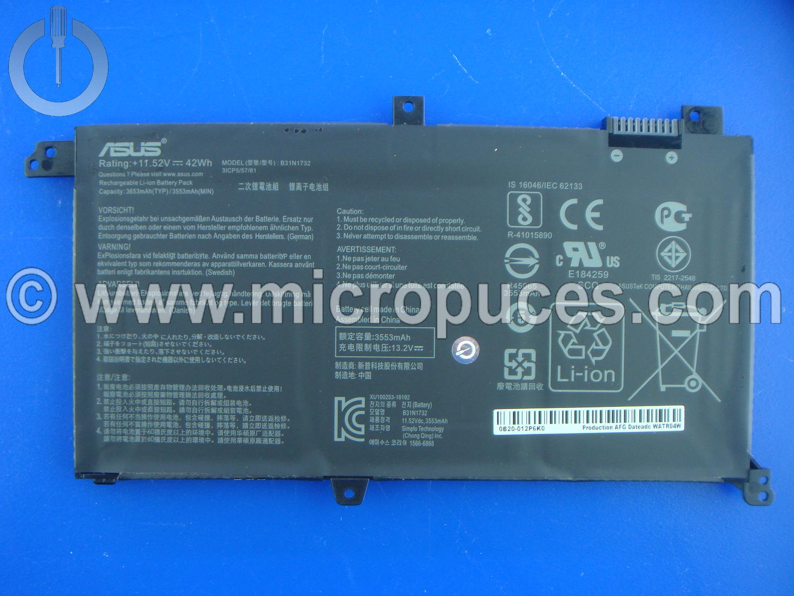 Batterie d'origine ASUS B31N1732