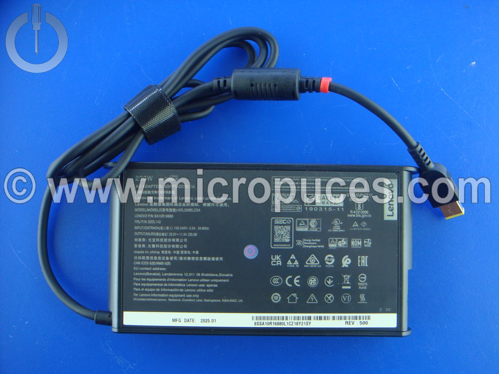 Chargeur LENOVO 20V 11.5A