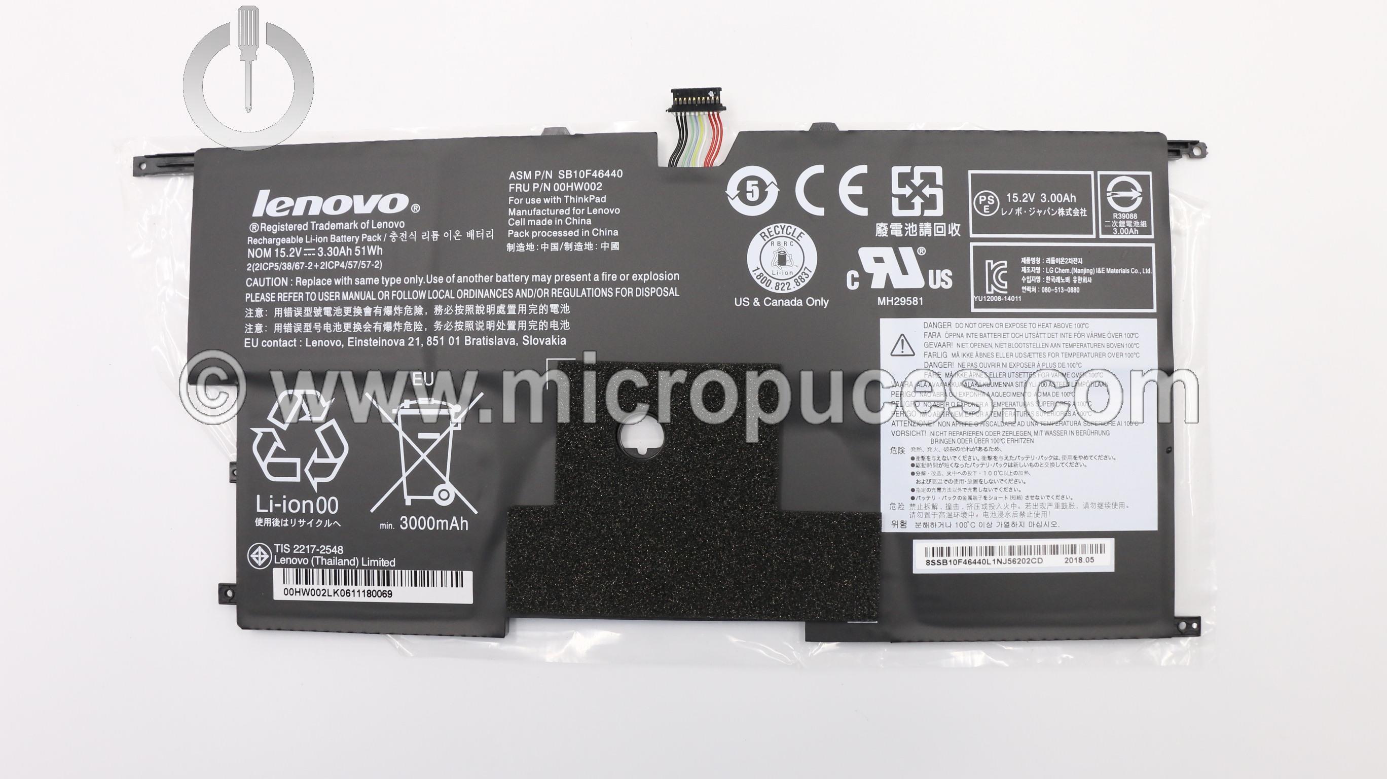 Batterie pour LENOVO pour Thinkpad X1 Carbon 3eme gen