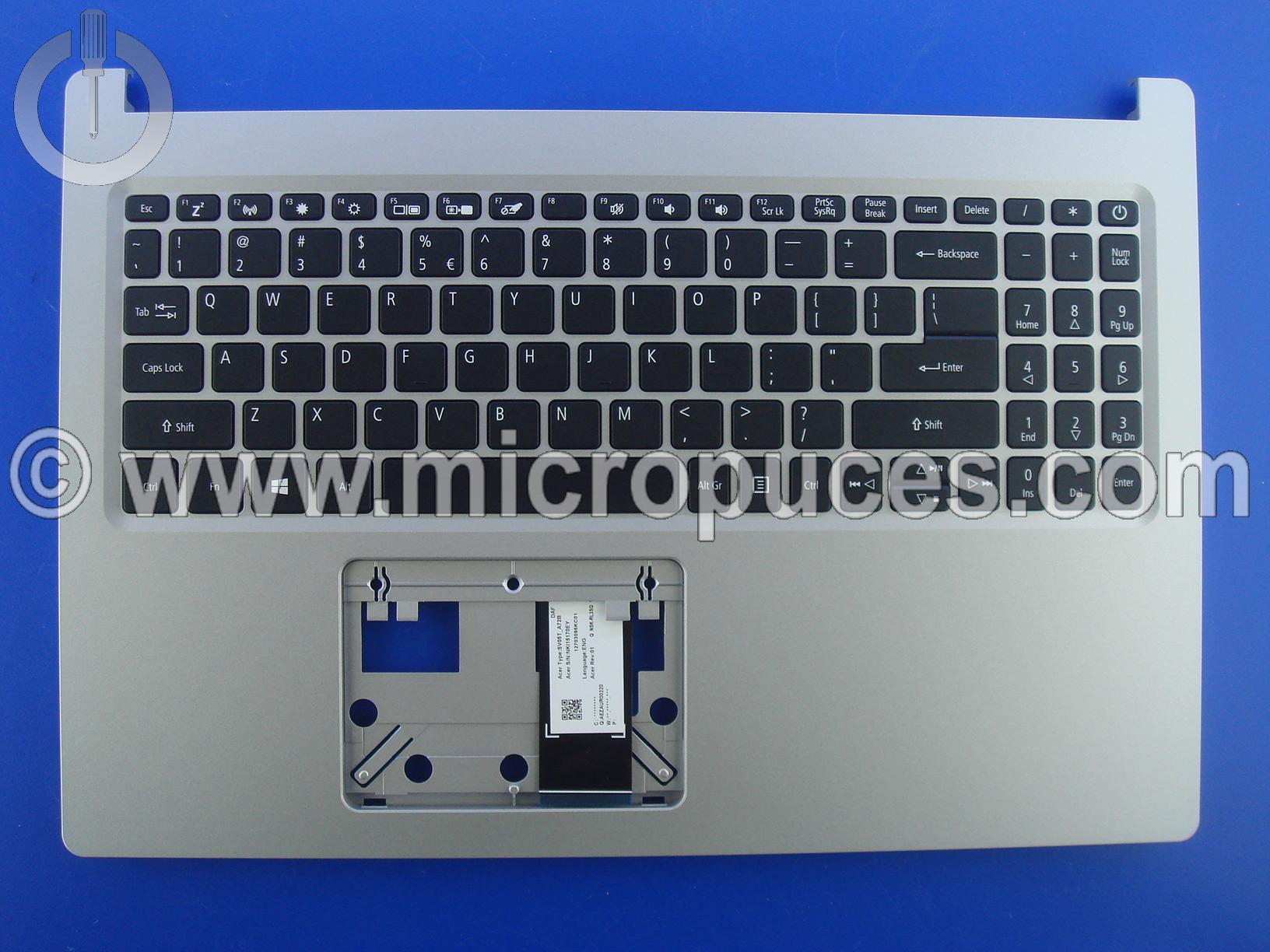 Clavier QWERTY US + plasturgie gris pour Acer Aspire A515-55