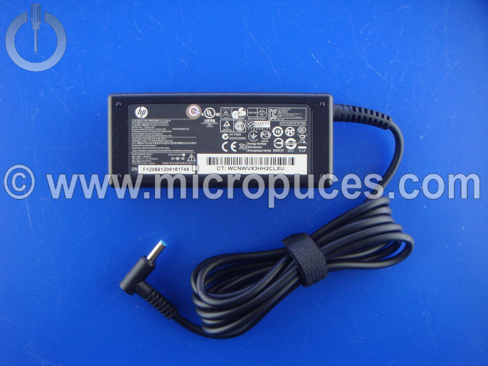 Chargeur d'origine pour HP ( 65w connecteur bleu )